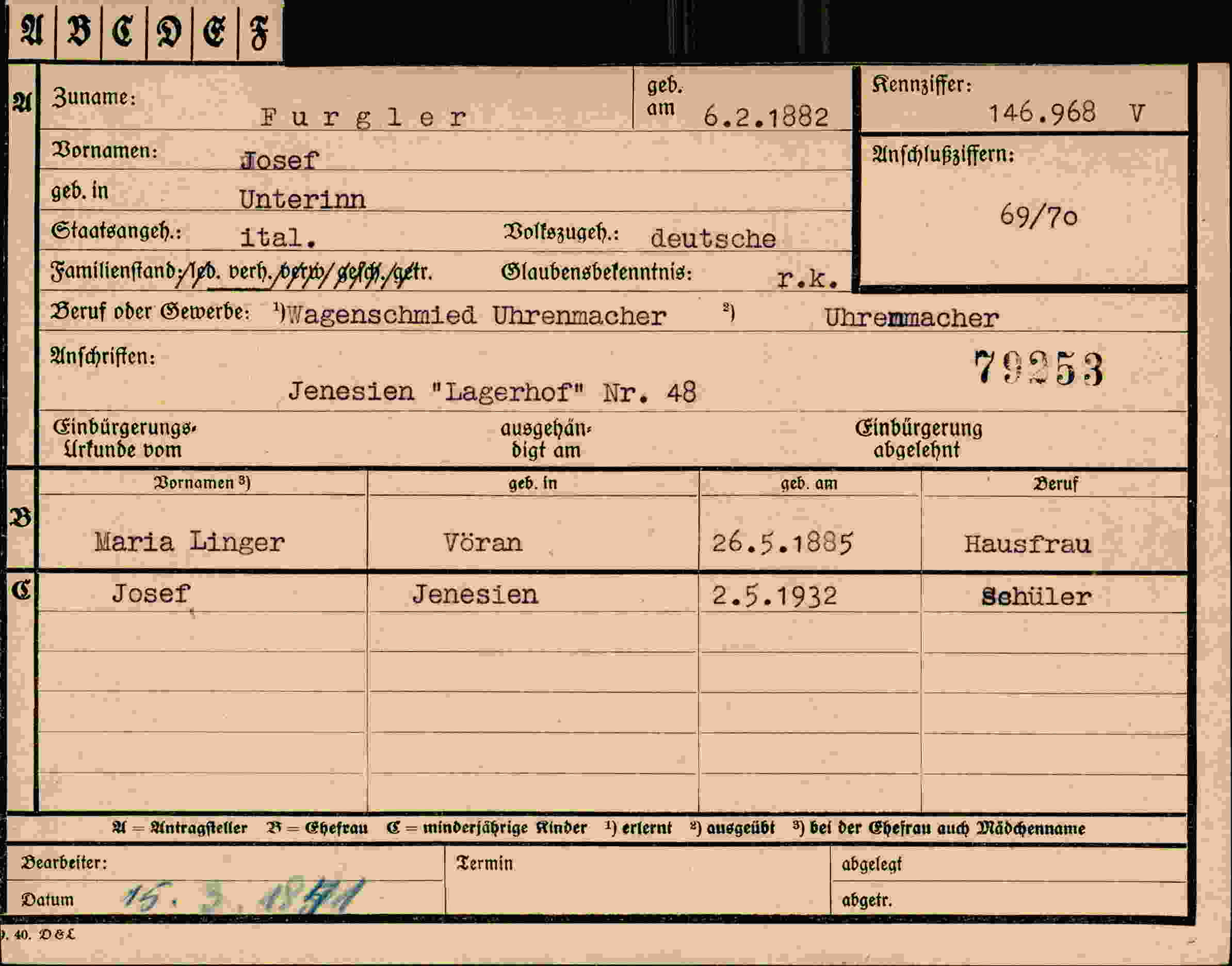 Vorderseite des Dokuments