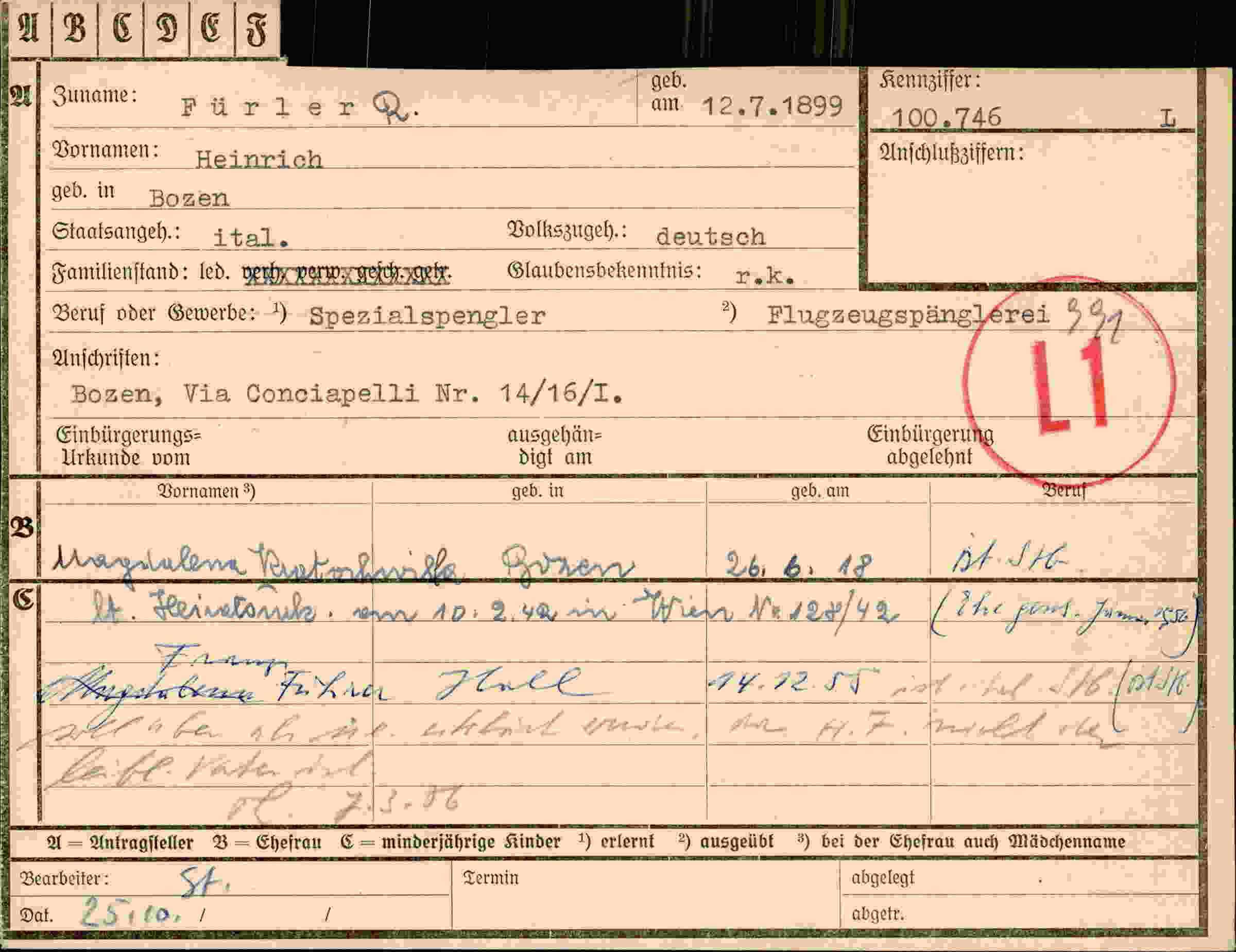 Vorderseite des Dokuments