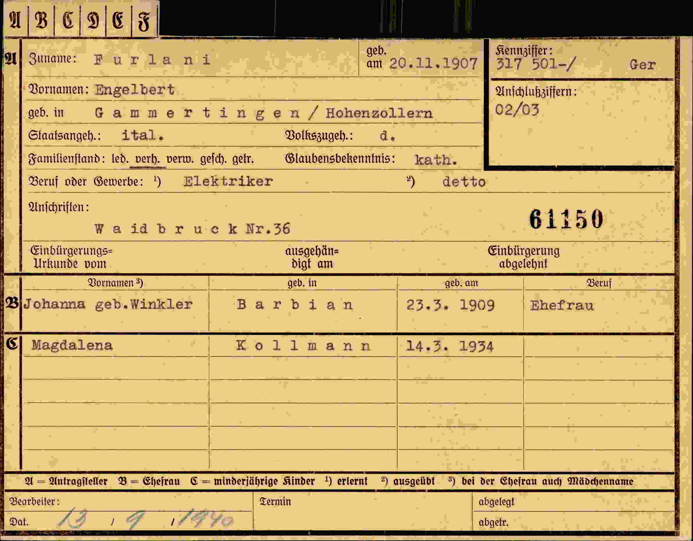 Vorderseite des Dokuments