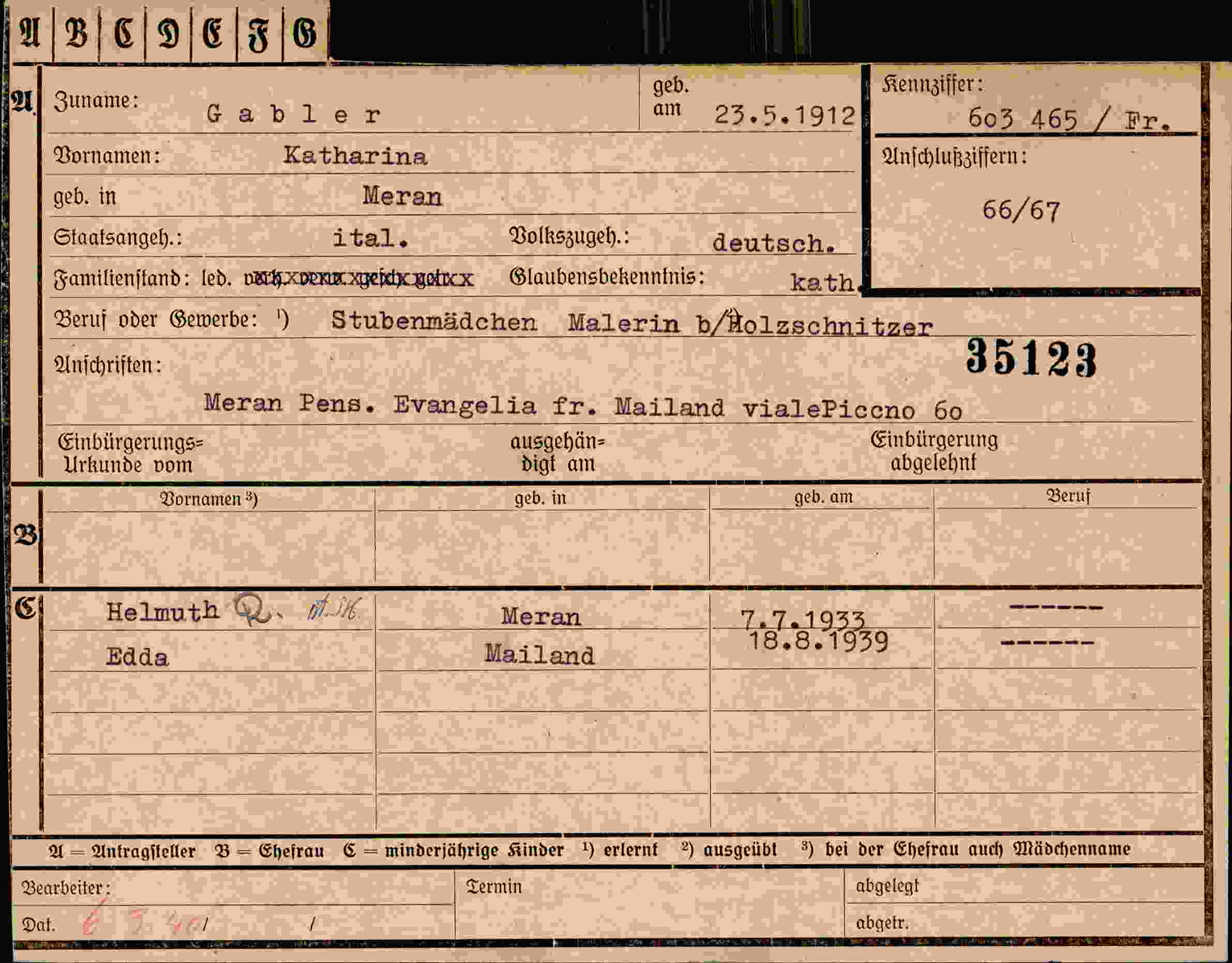 Dokument für Katharina Gable