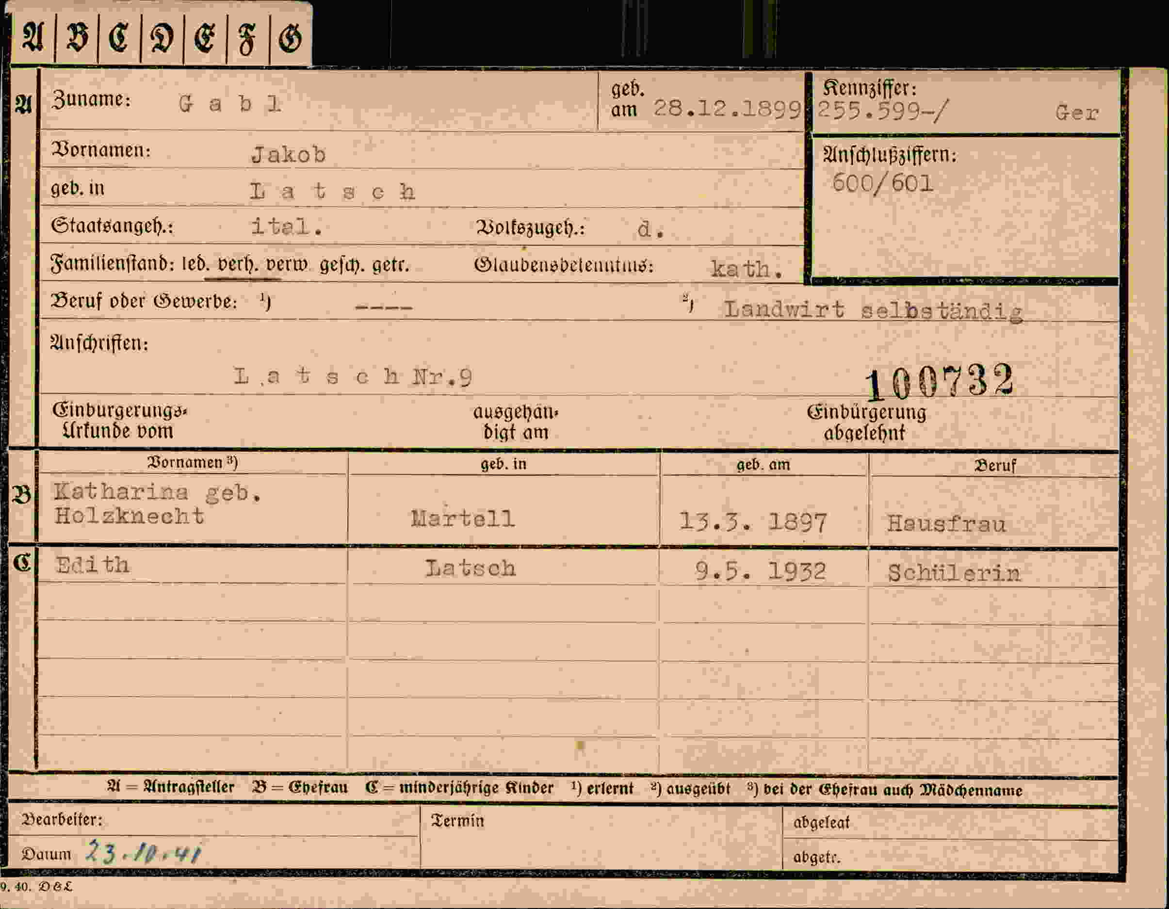 Dokument für Jakob Gabl