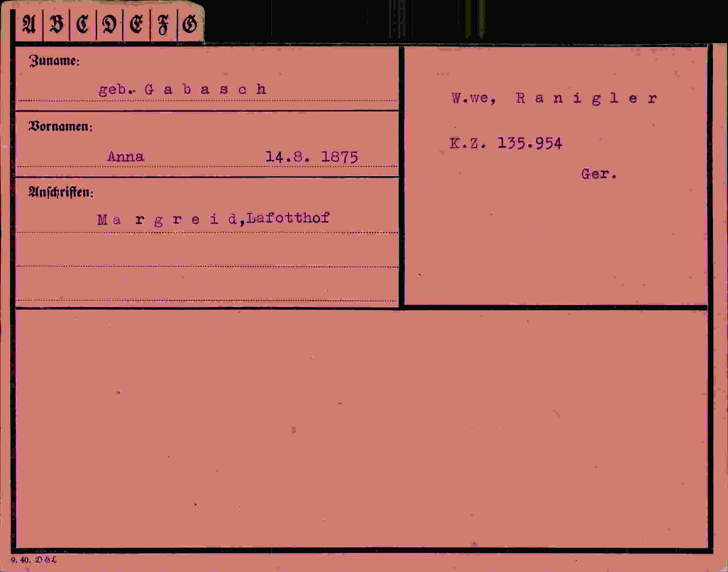 Dokument für Anna Gaba