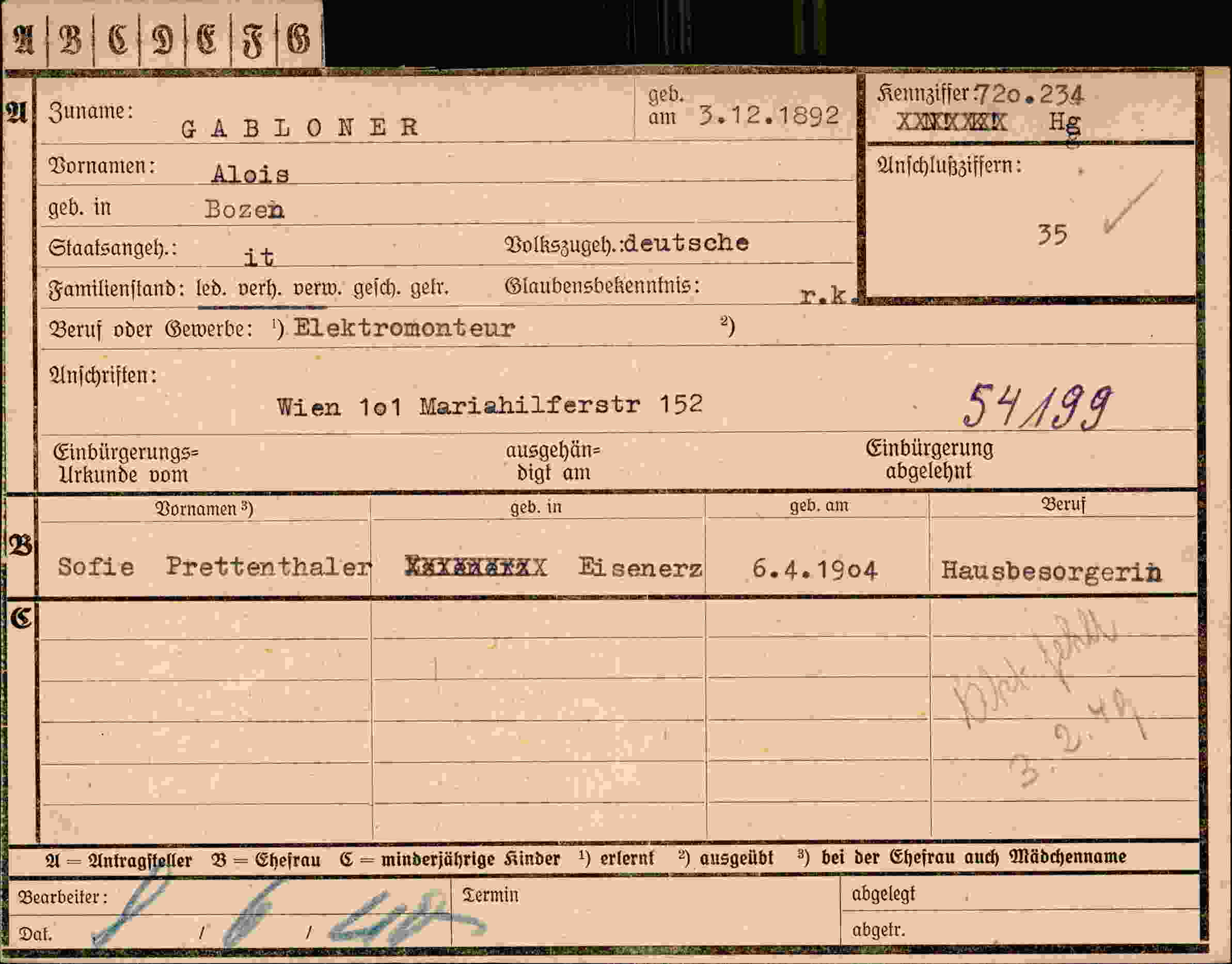 Vorderseite des Dokuments