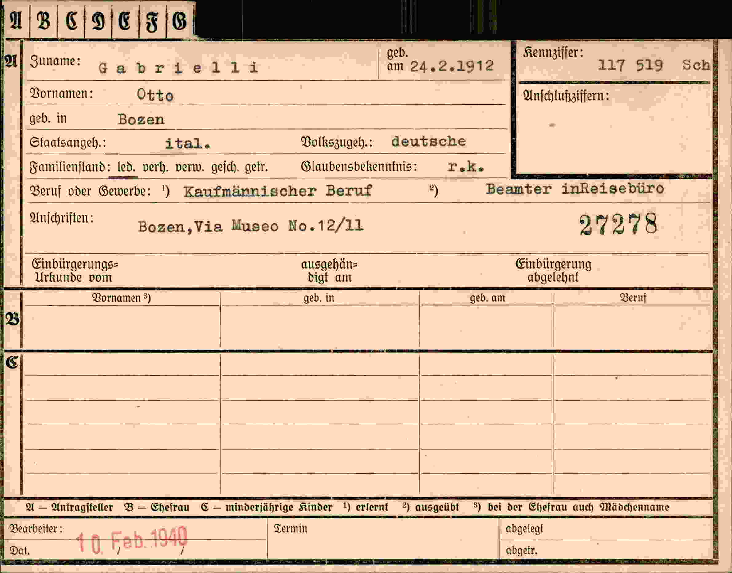 Dokument für Otto Gabrielli