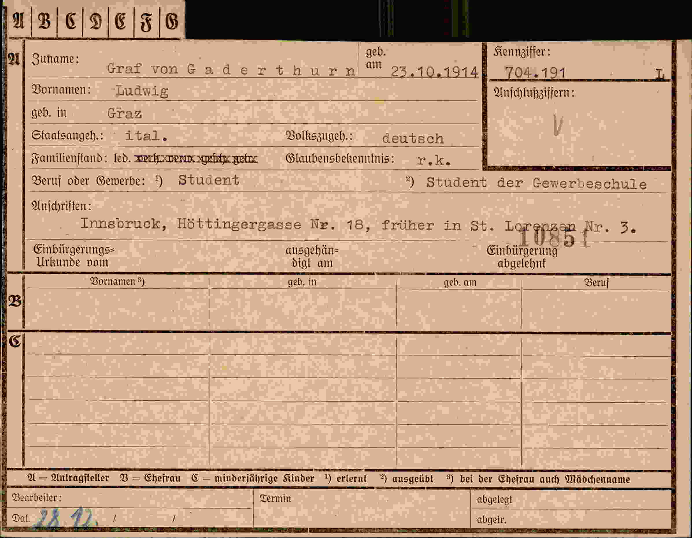 Dokument für Ludwig Graf von
