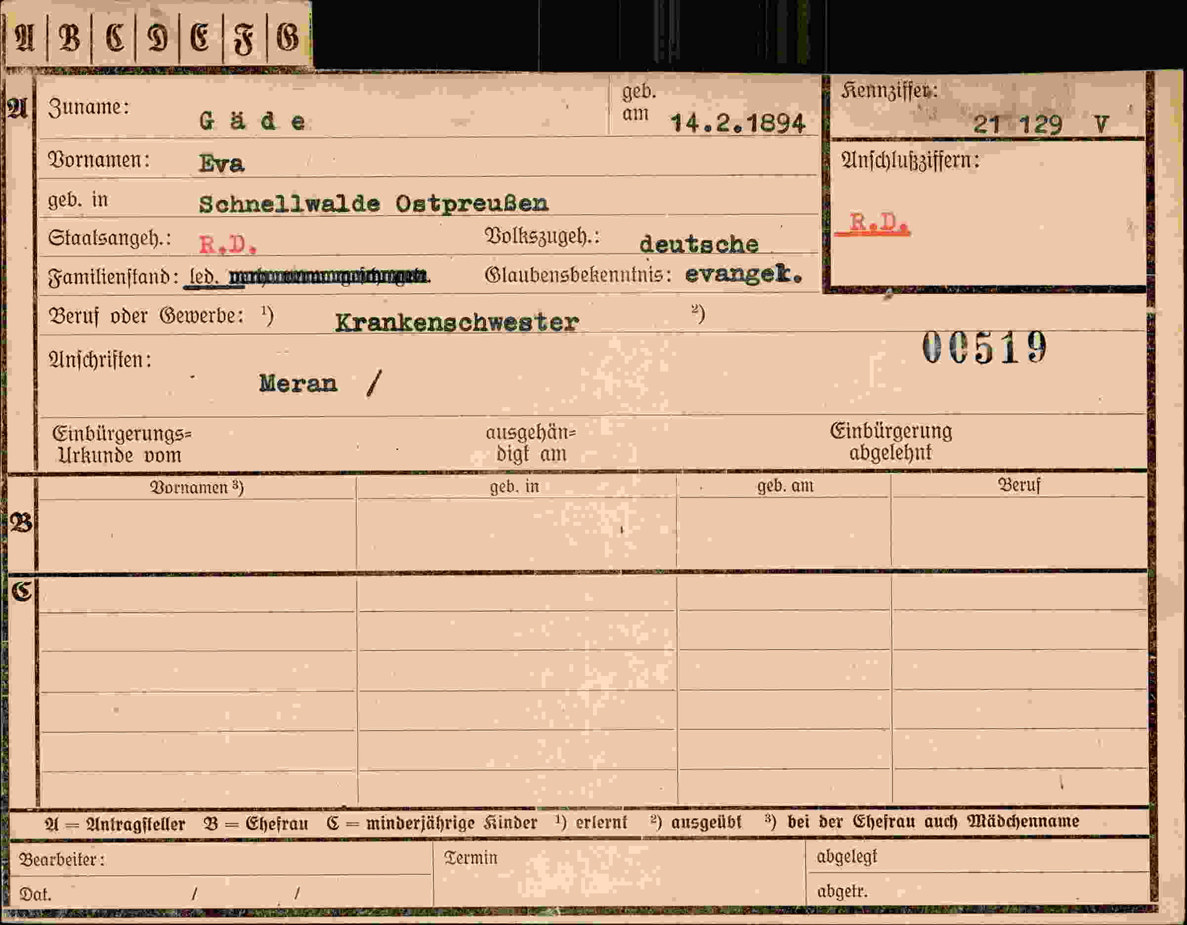 Dokument für Eva Gäde