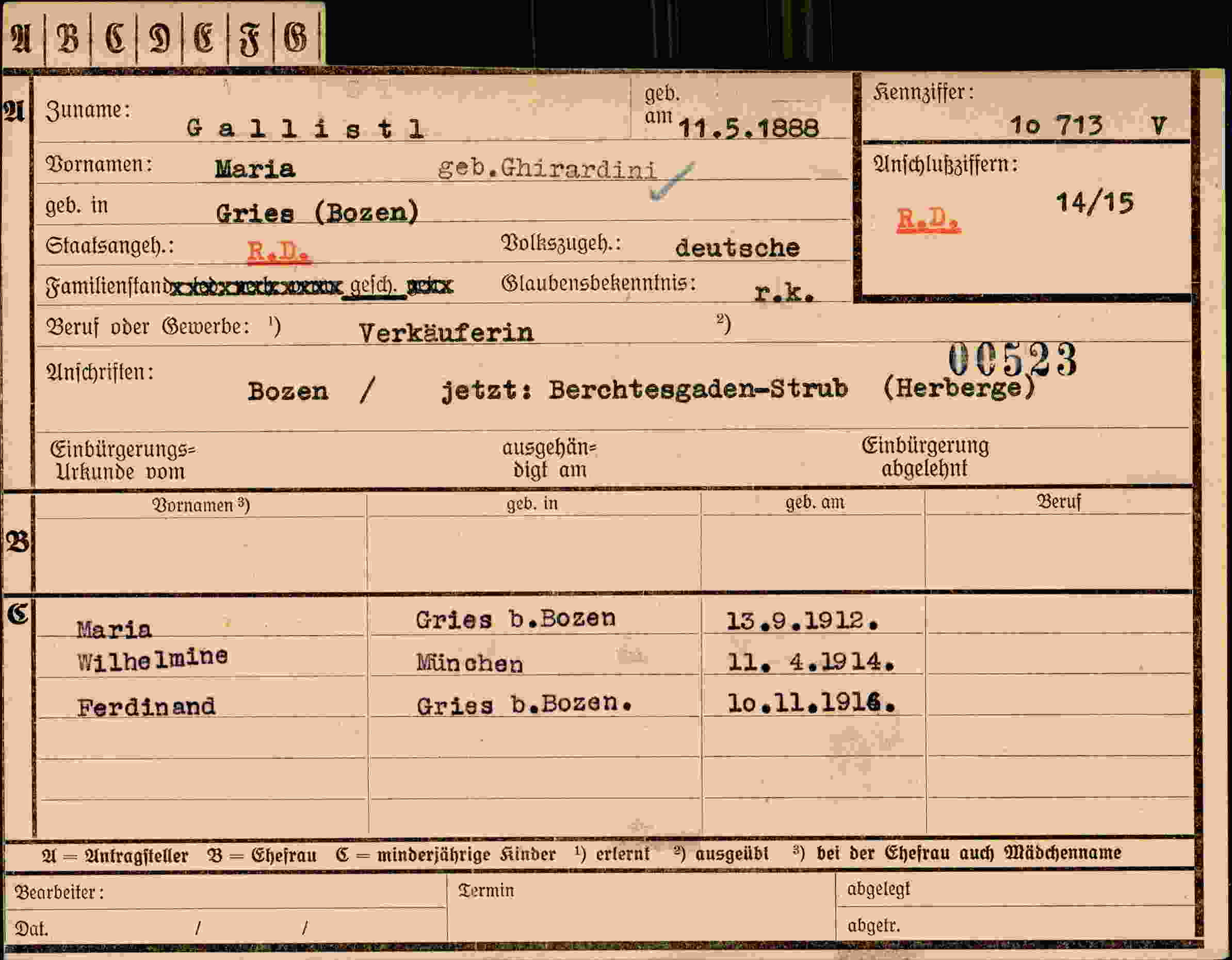 Vorderseite des Dokuments