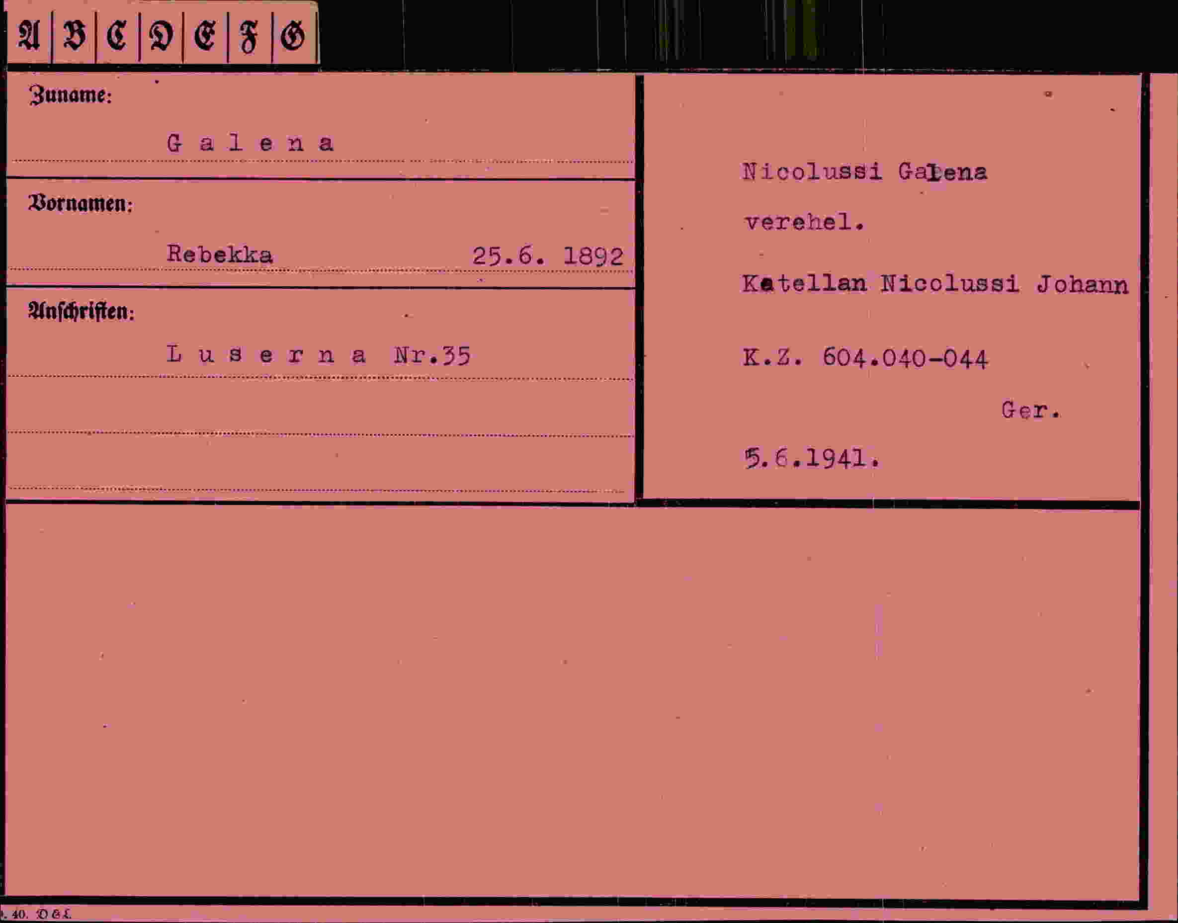 Dokument für Rebekka Galena