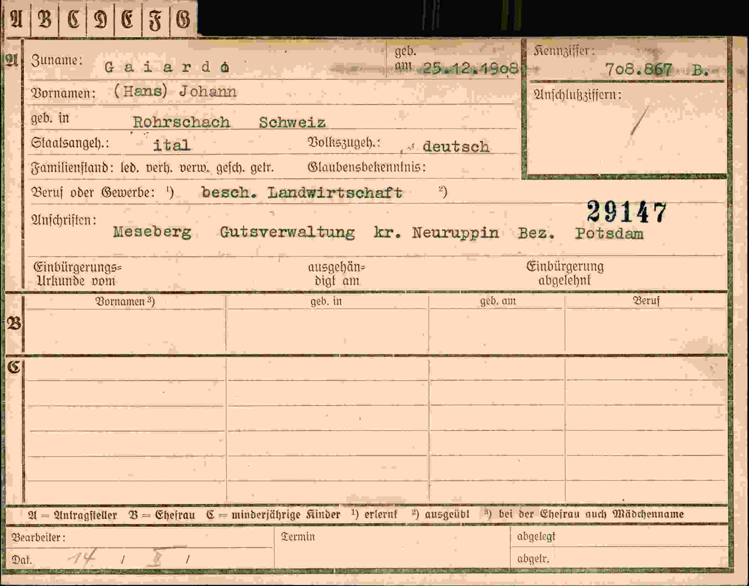 Vorderseite des Dokuments