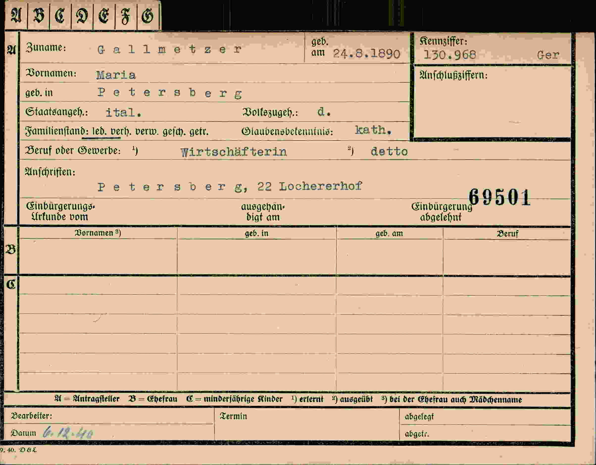 Vorderseite des Dokuments