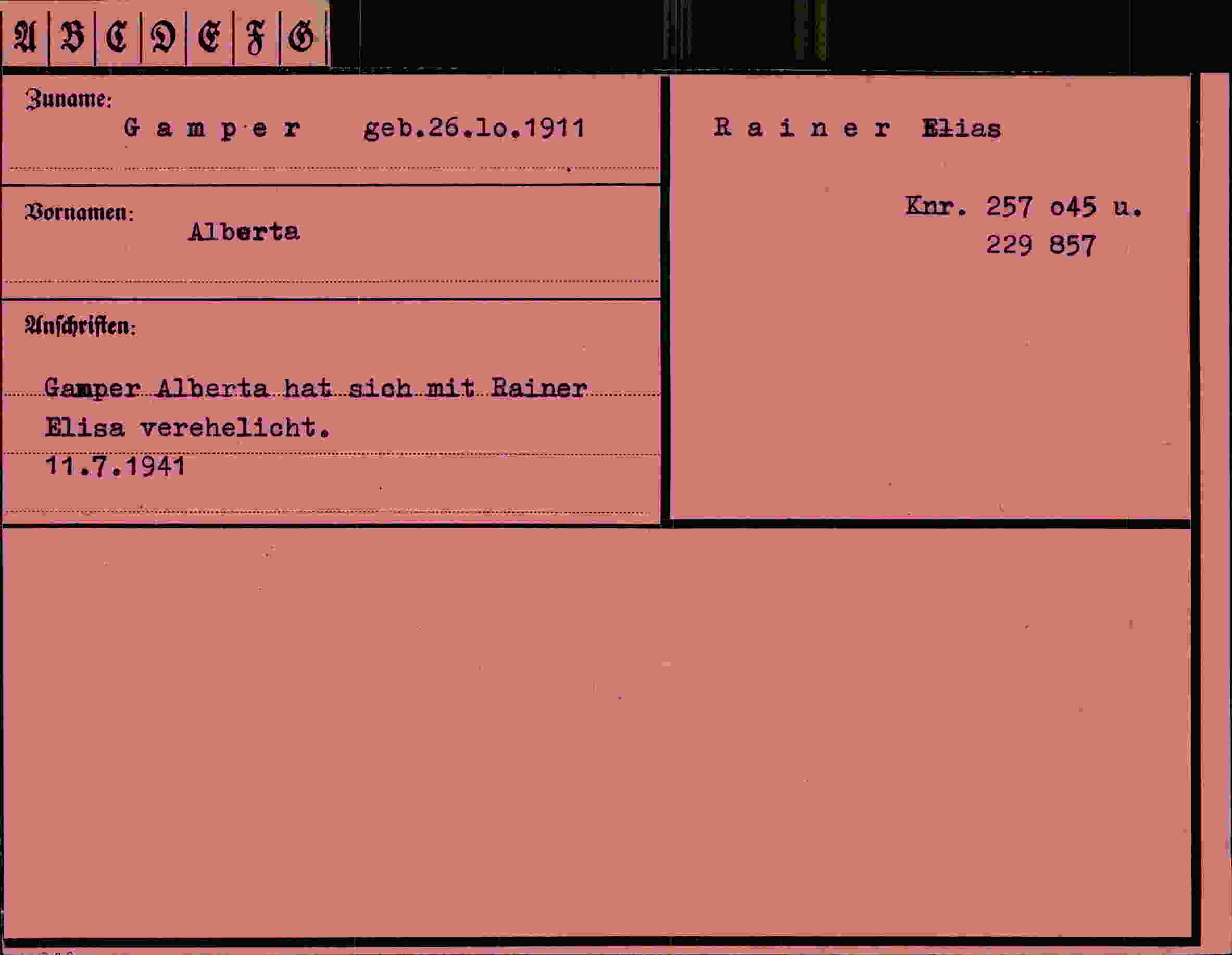 Dokument für Alberta Gamper