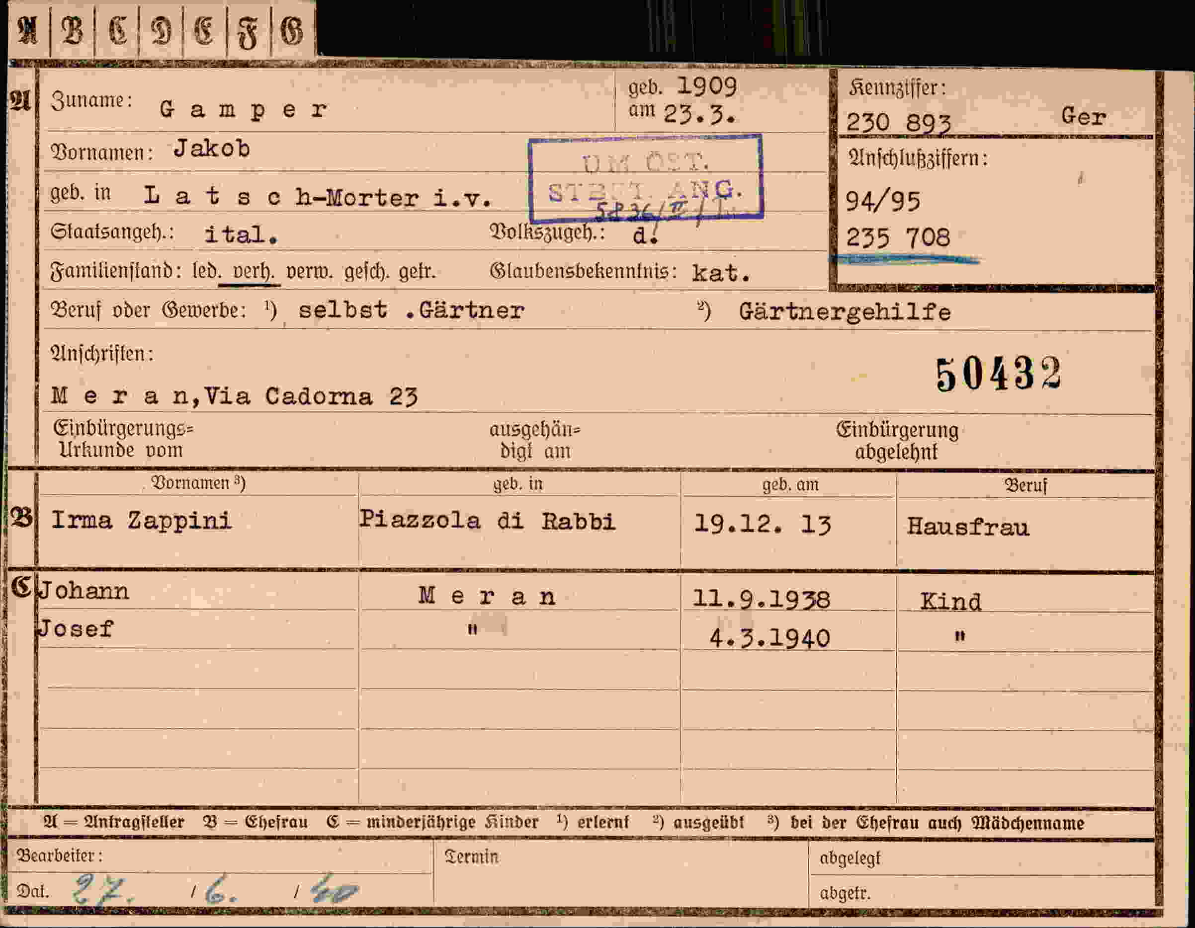 Vorderseite des Dokuments