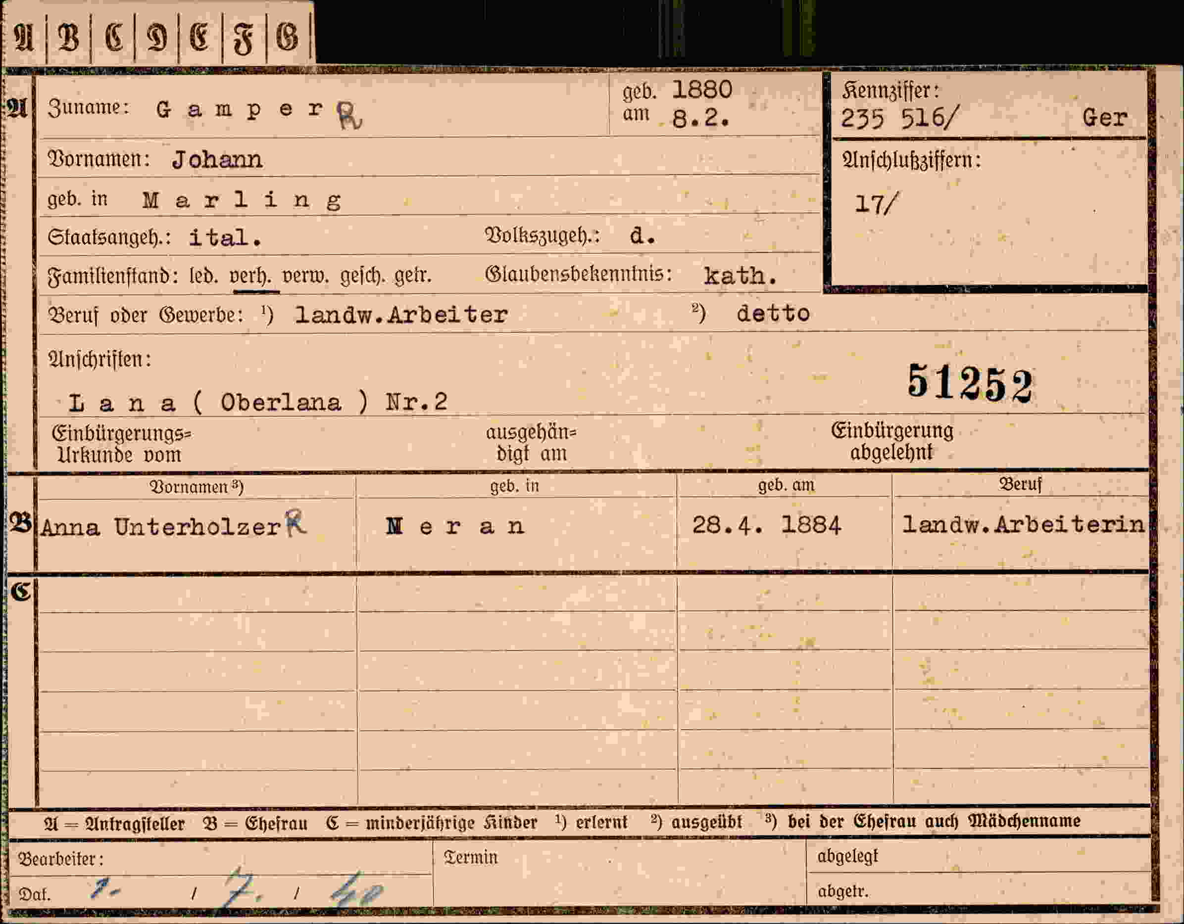 Vorderseite des Dokuments