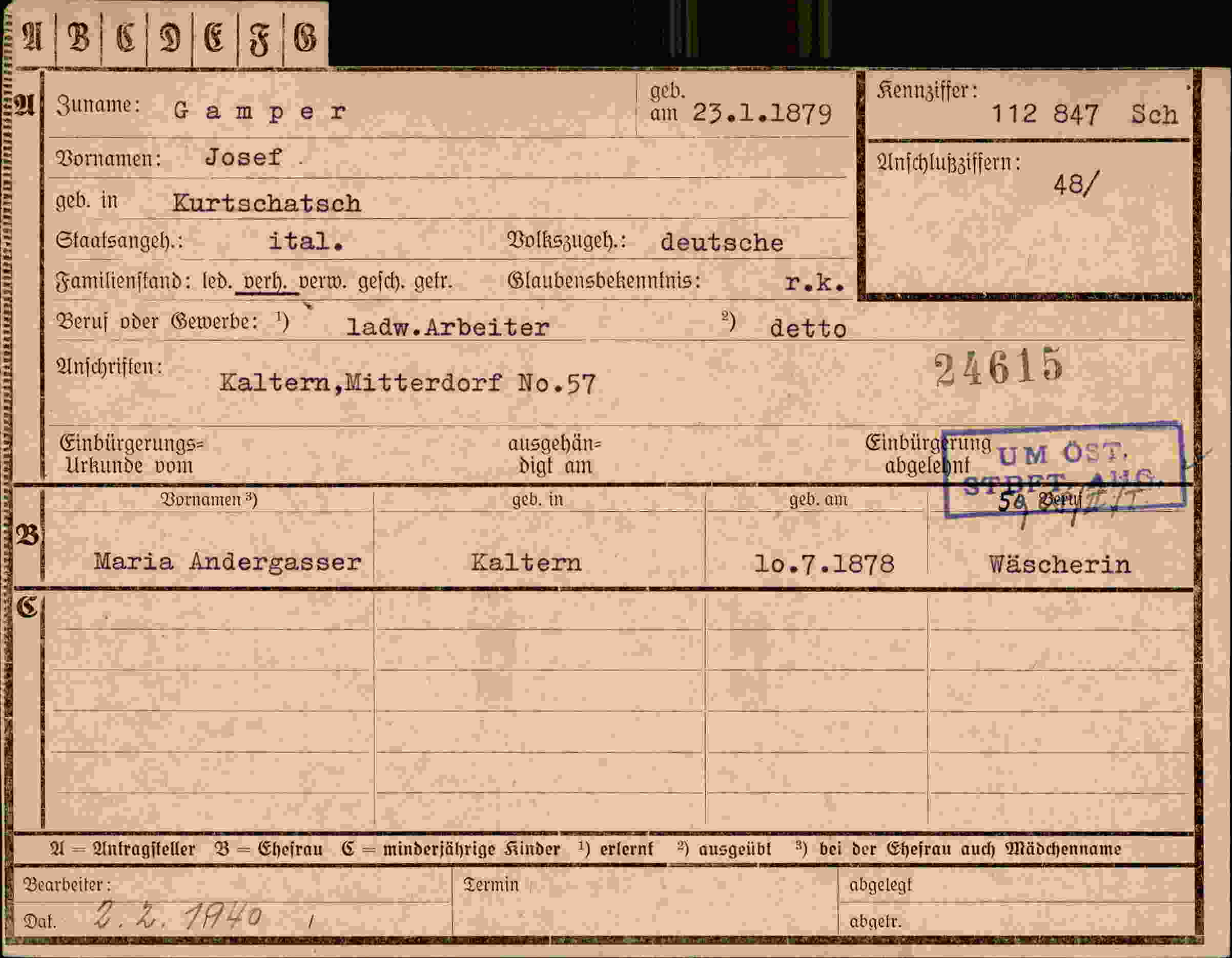 Vorderseite des Dokuments