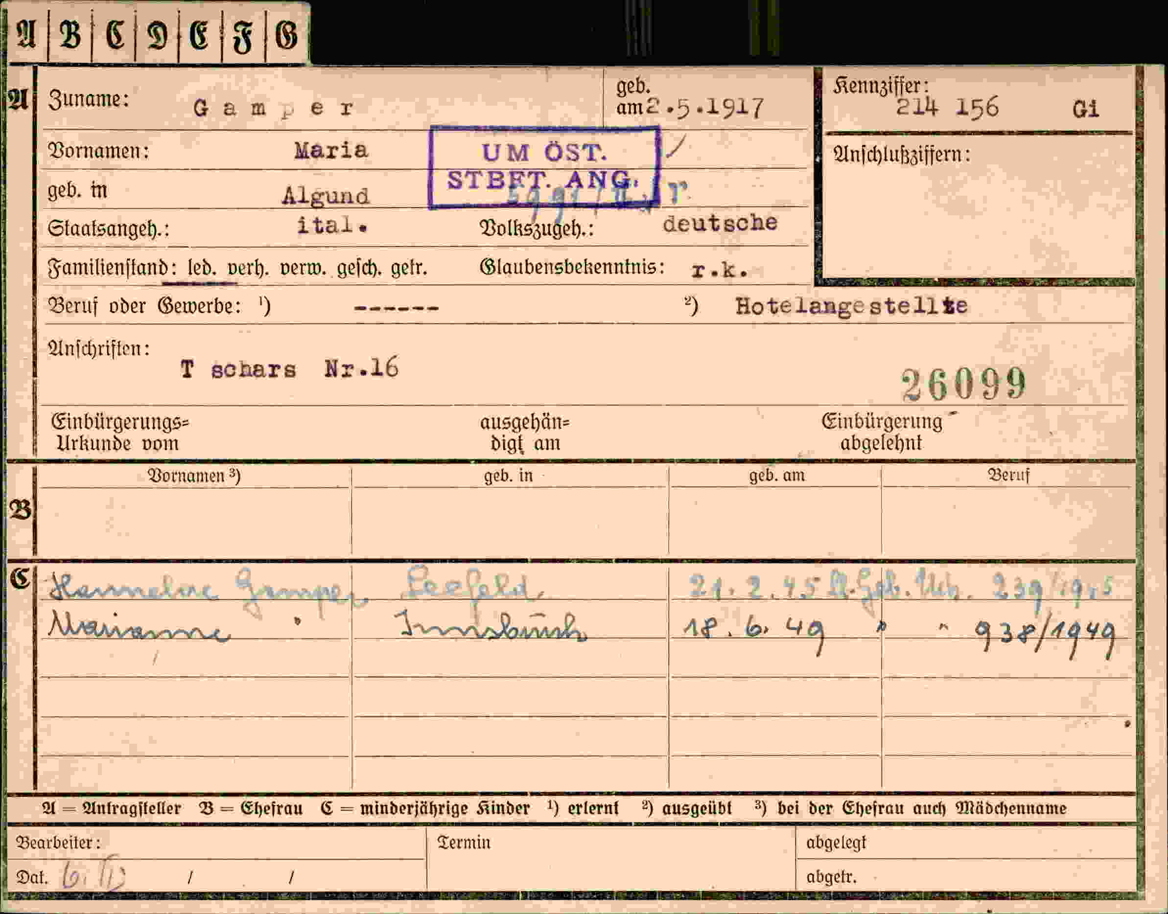 Vorderseite des Dokuments