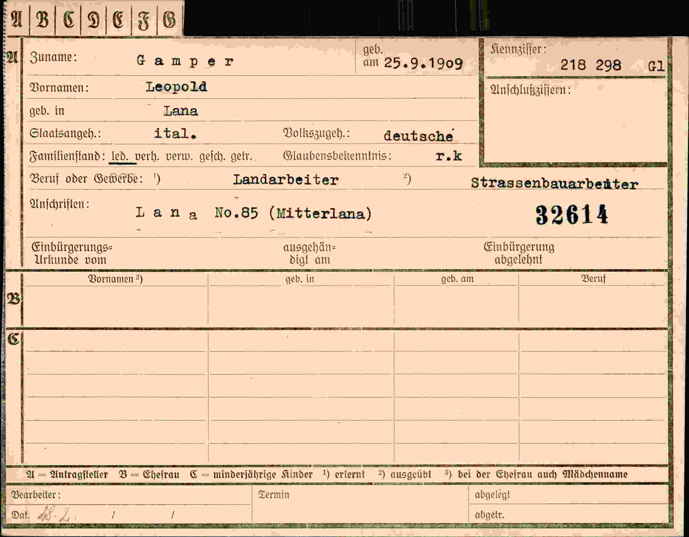 Vorderseite des Dokuments