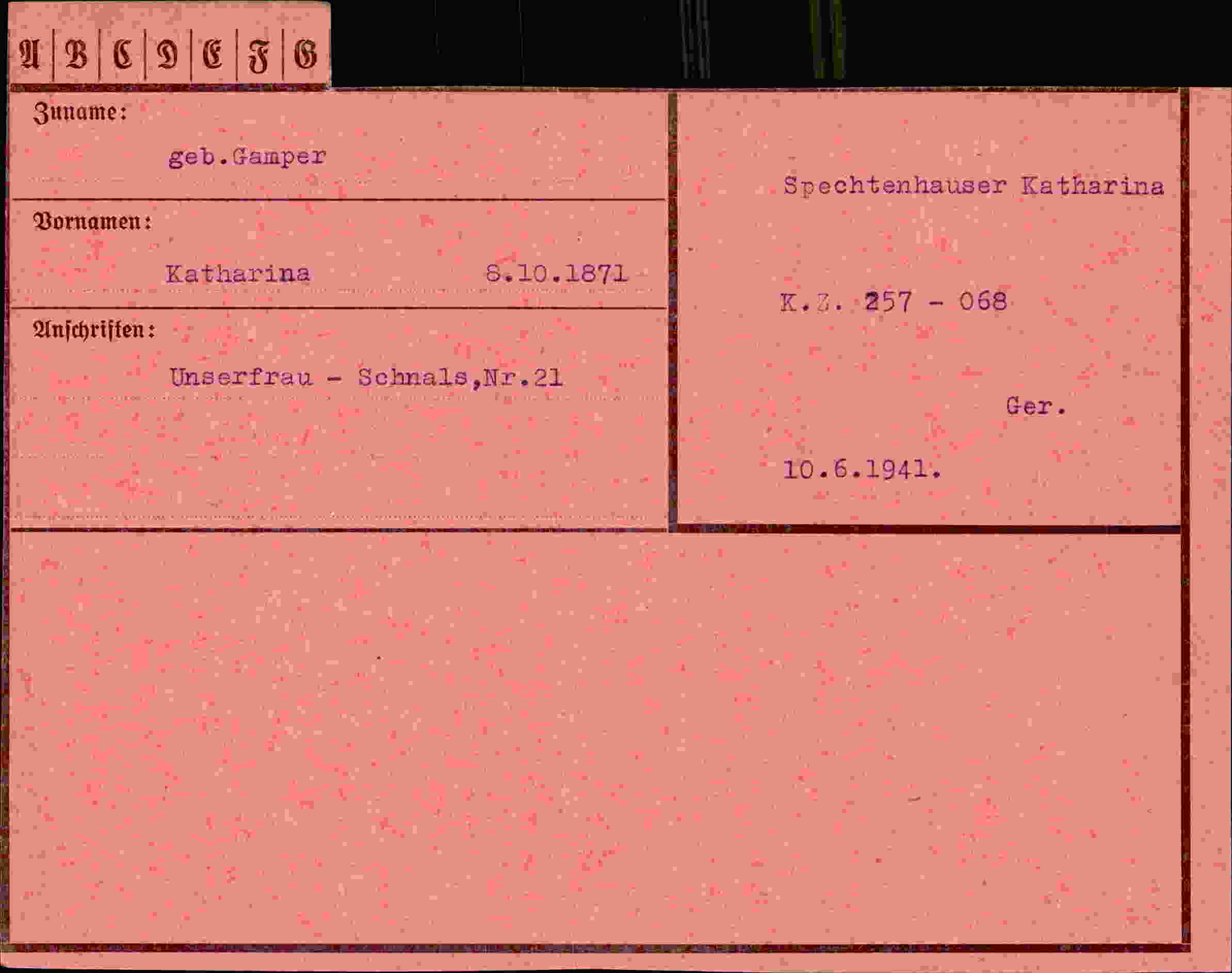 Dokument für Katharina Gamper