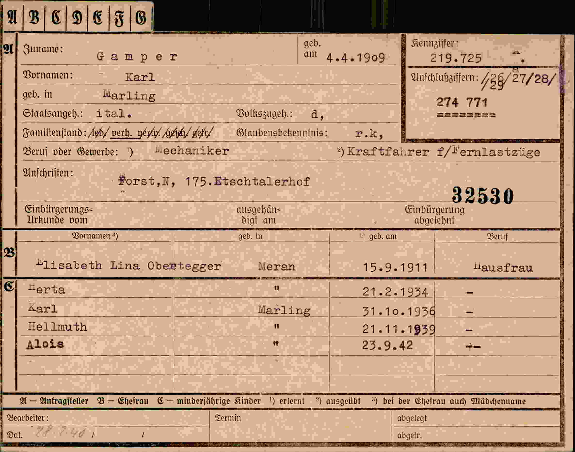 Vorderseite des Dokuments