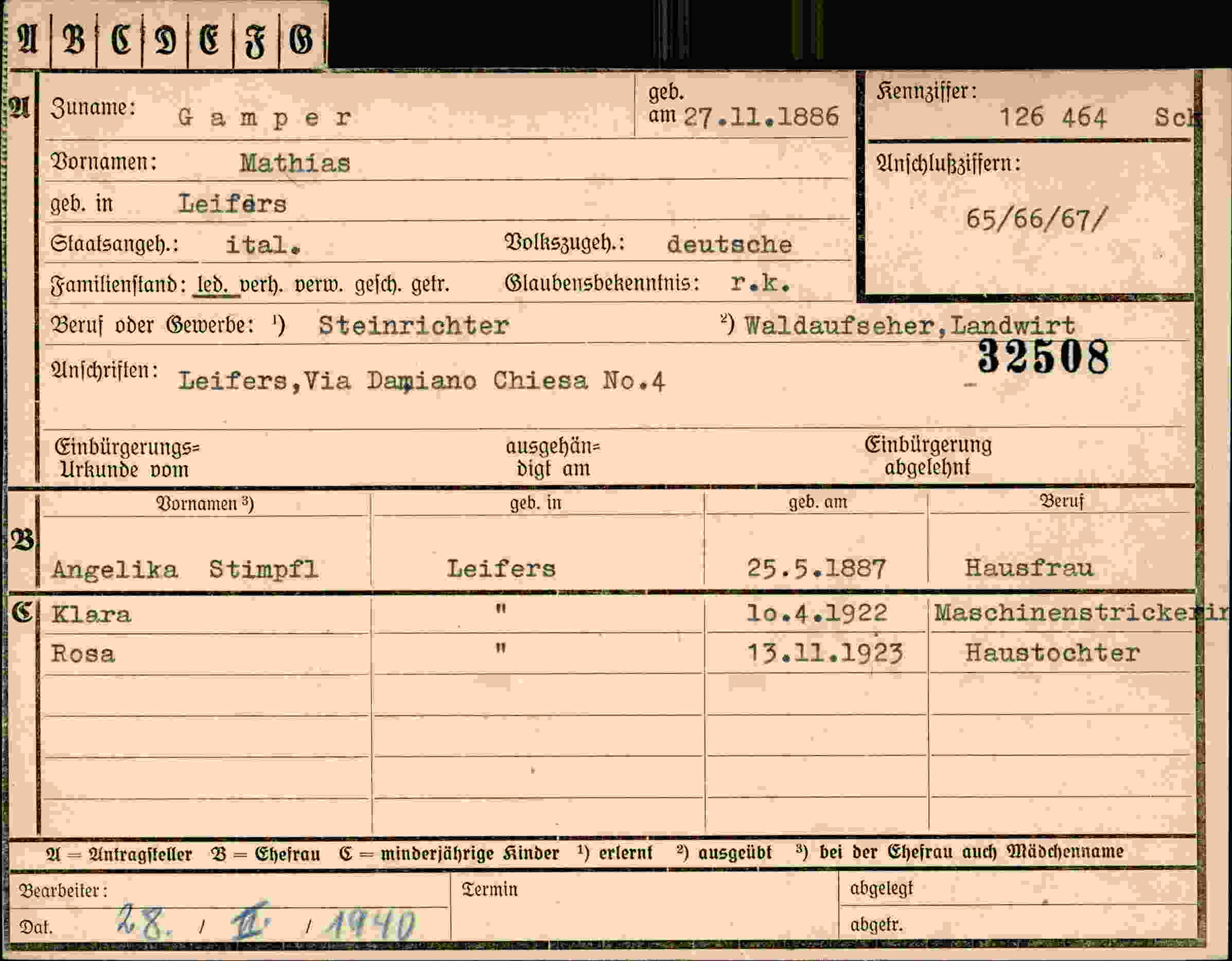 Dokument für Mathias Gamper