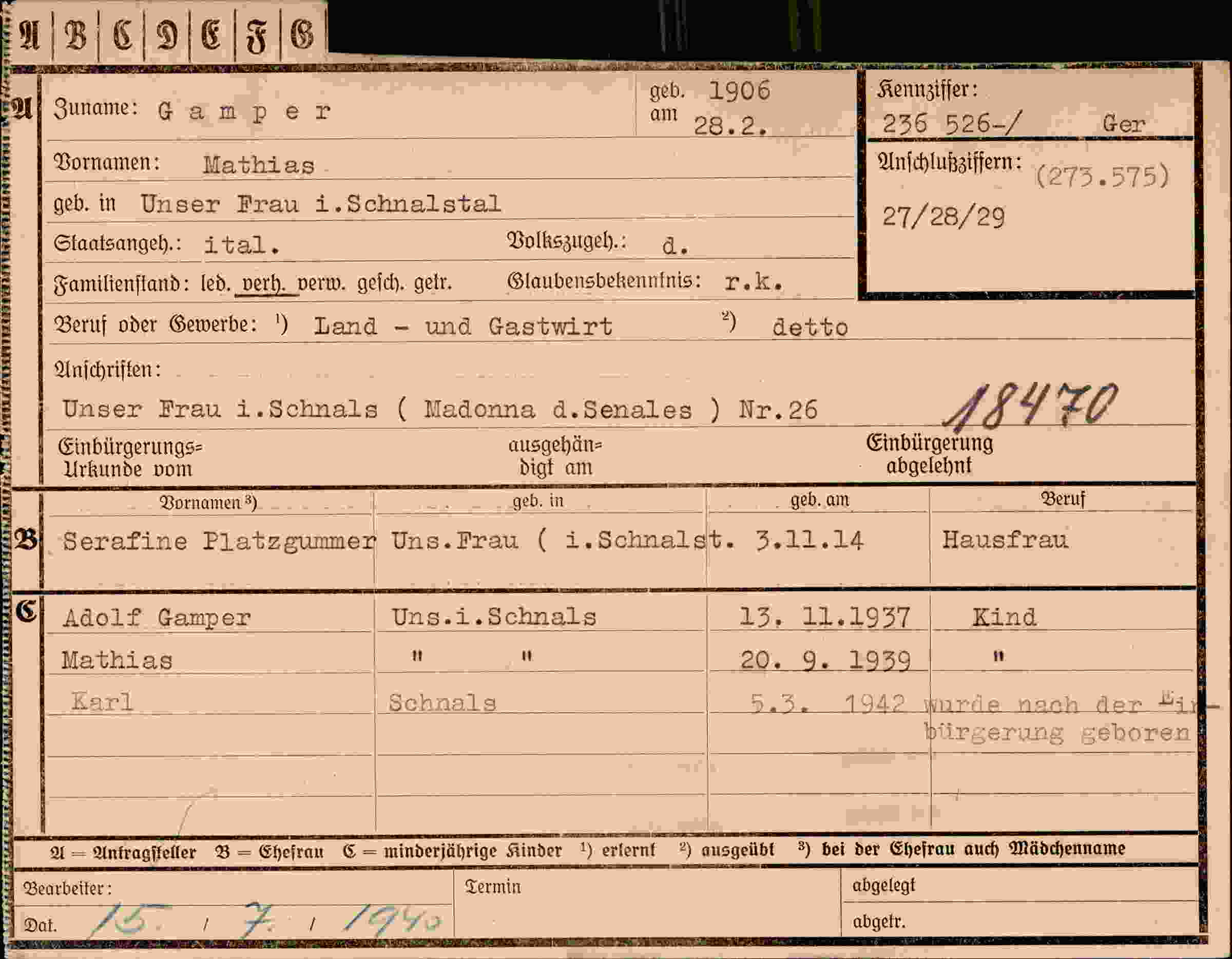 Dokument für Mathias Gamper