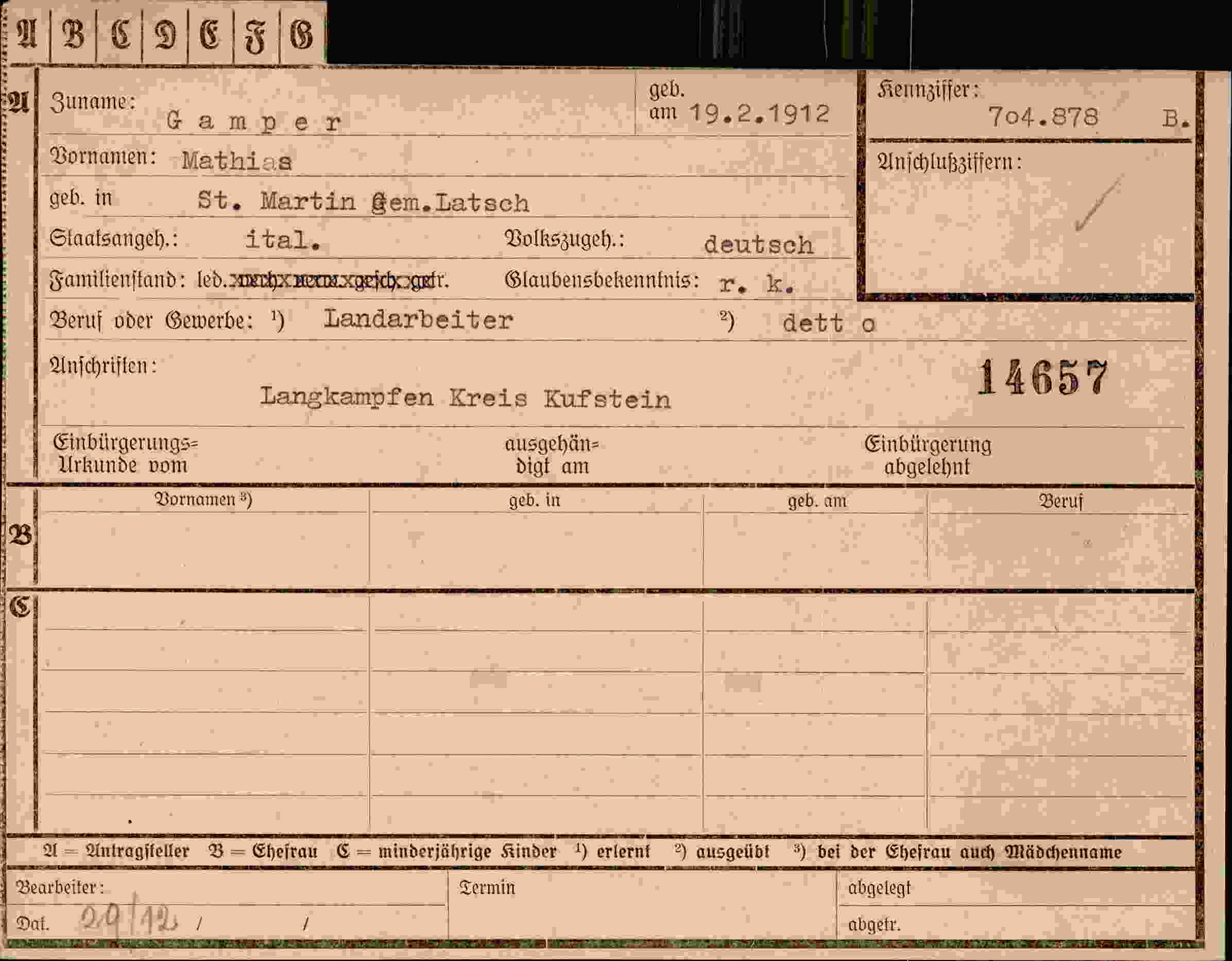 Dokument für Mathias Gamper