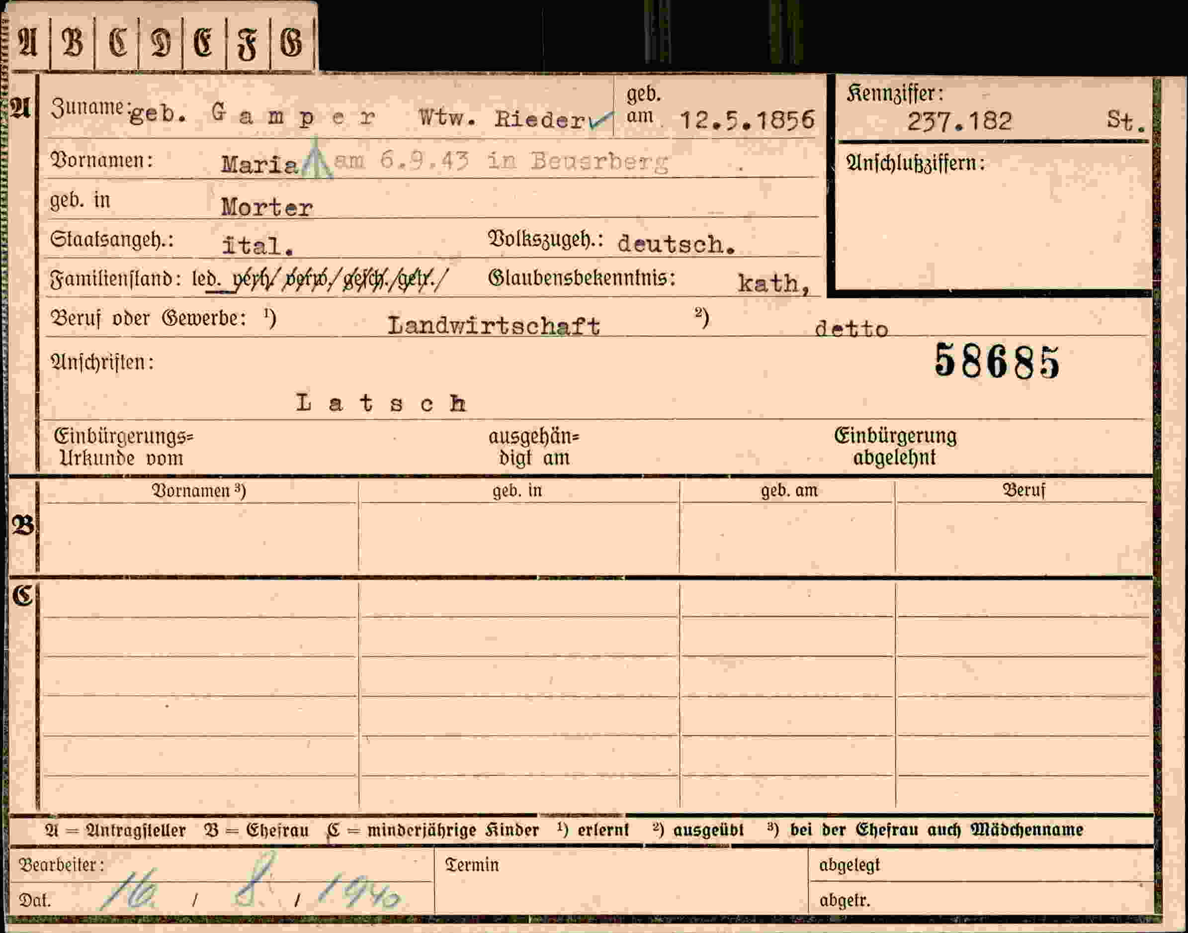 Vorderseite des Dokuments