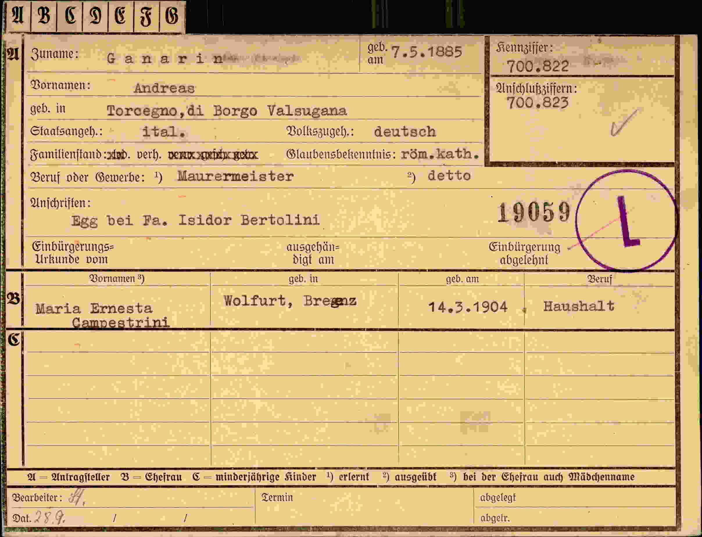 Dokument für Andreas Ganarin
