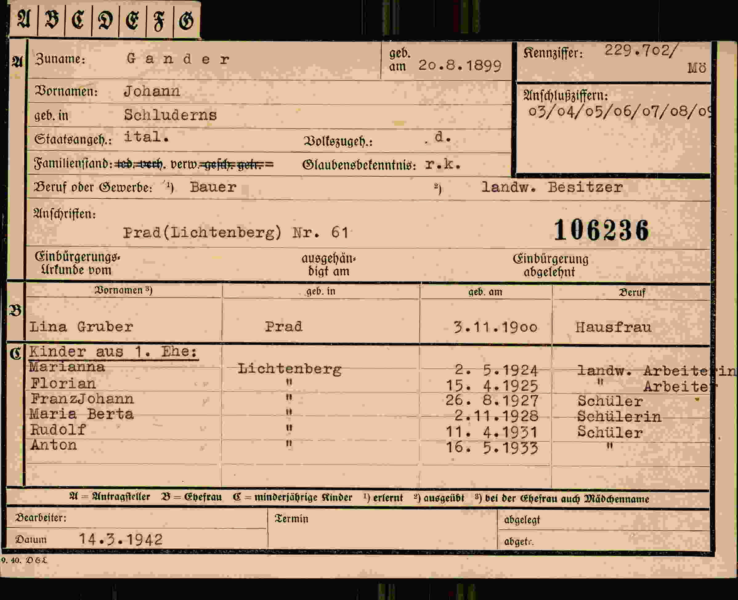 Vorderseite des Dokuments