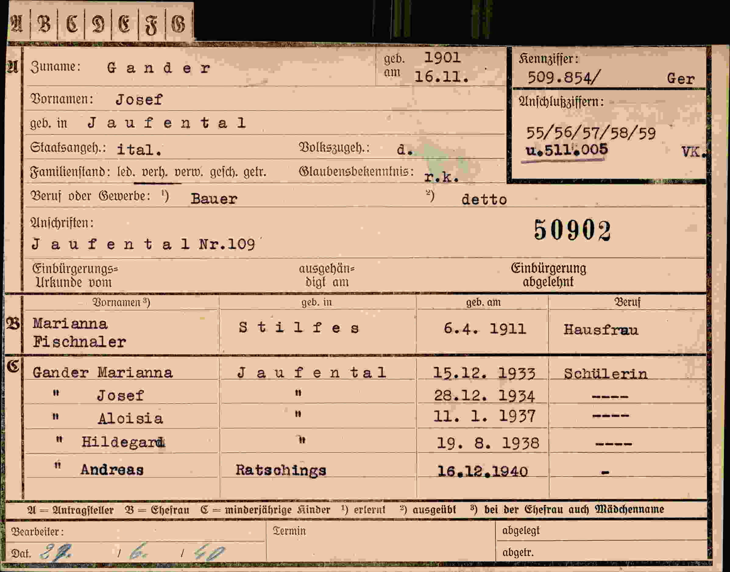 Vorderseite des Dokuments