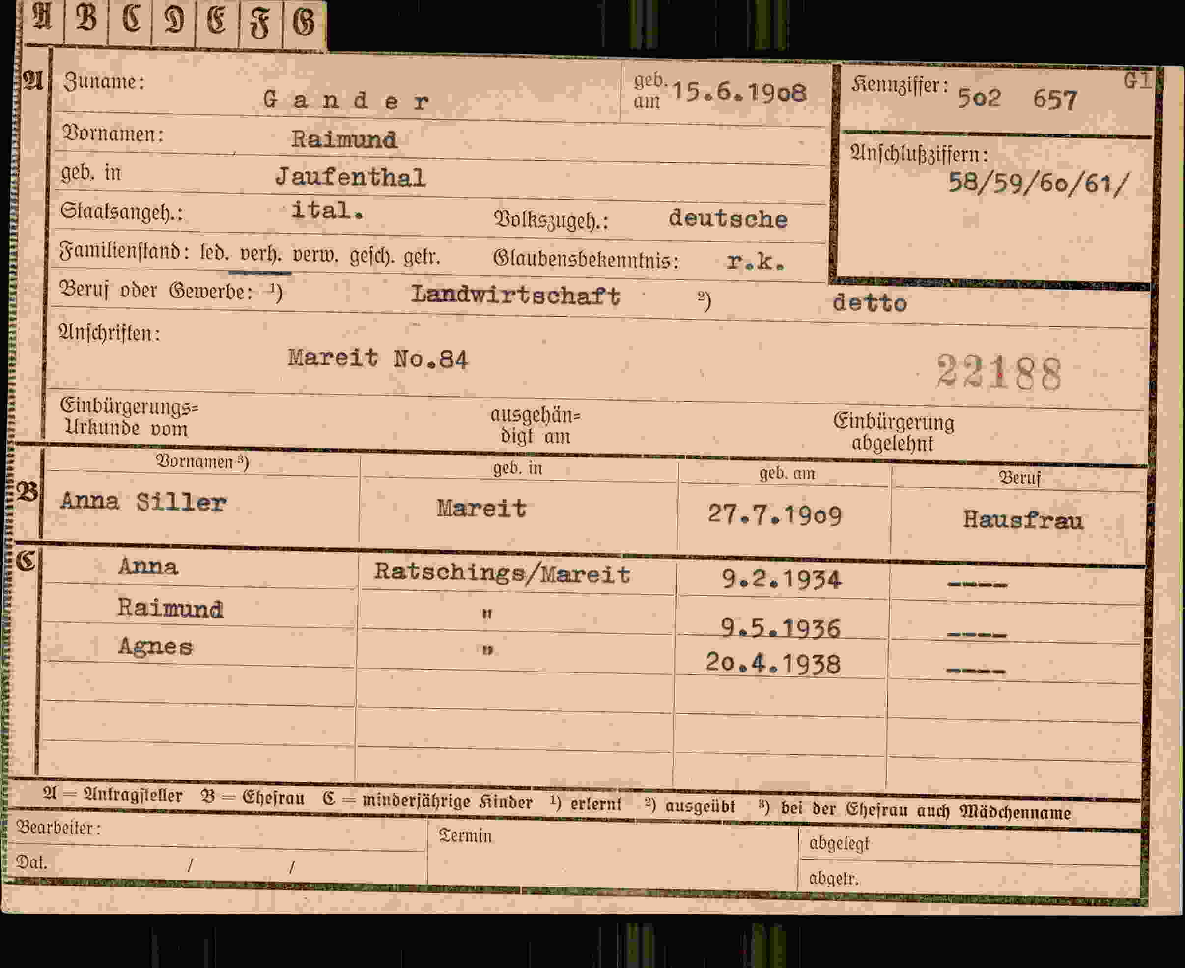 Dokument für Raimund Gander