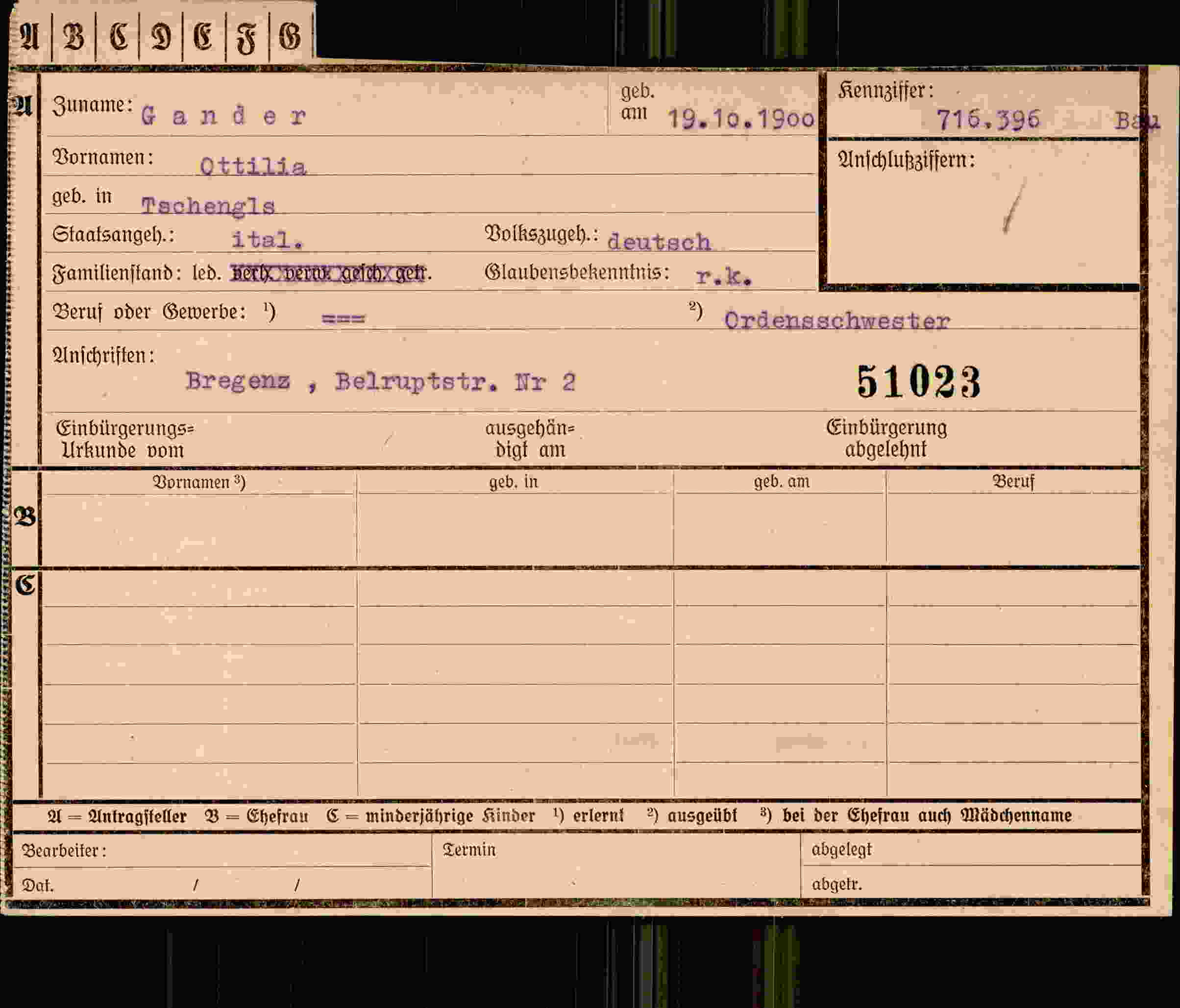 Vorderseite des Dokuments