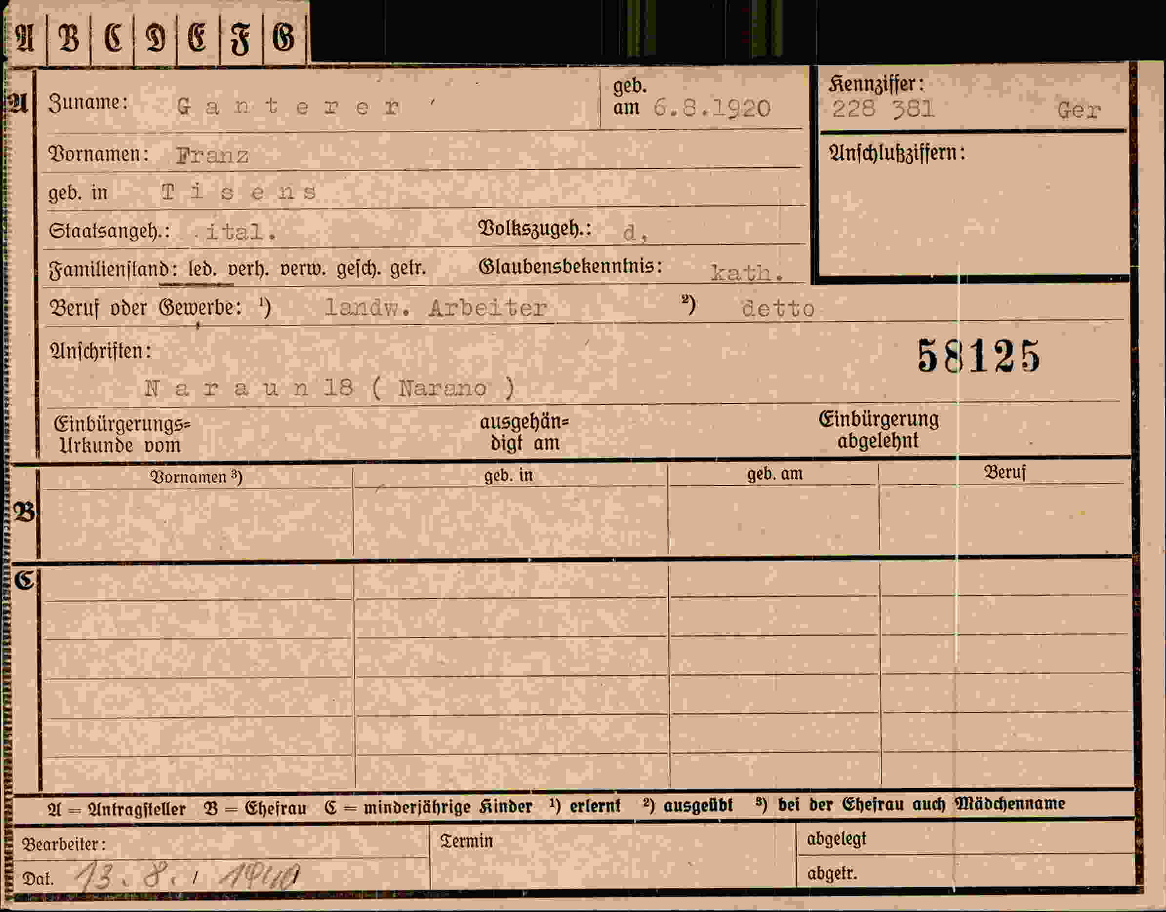 Dokument für Franz Ganterer