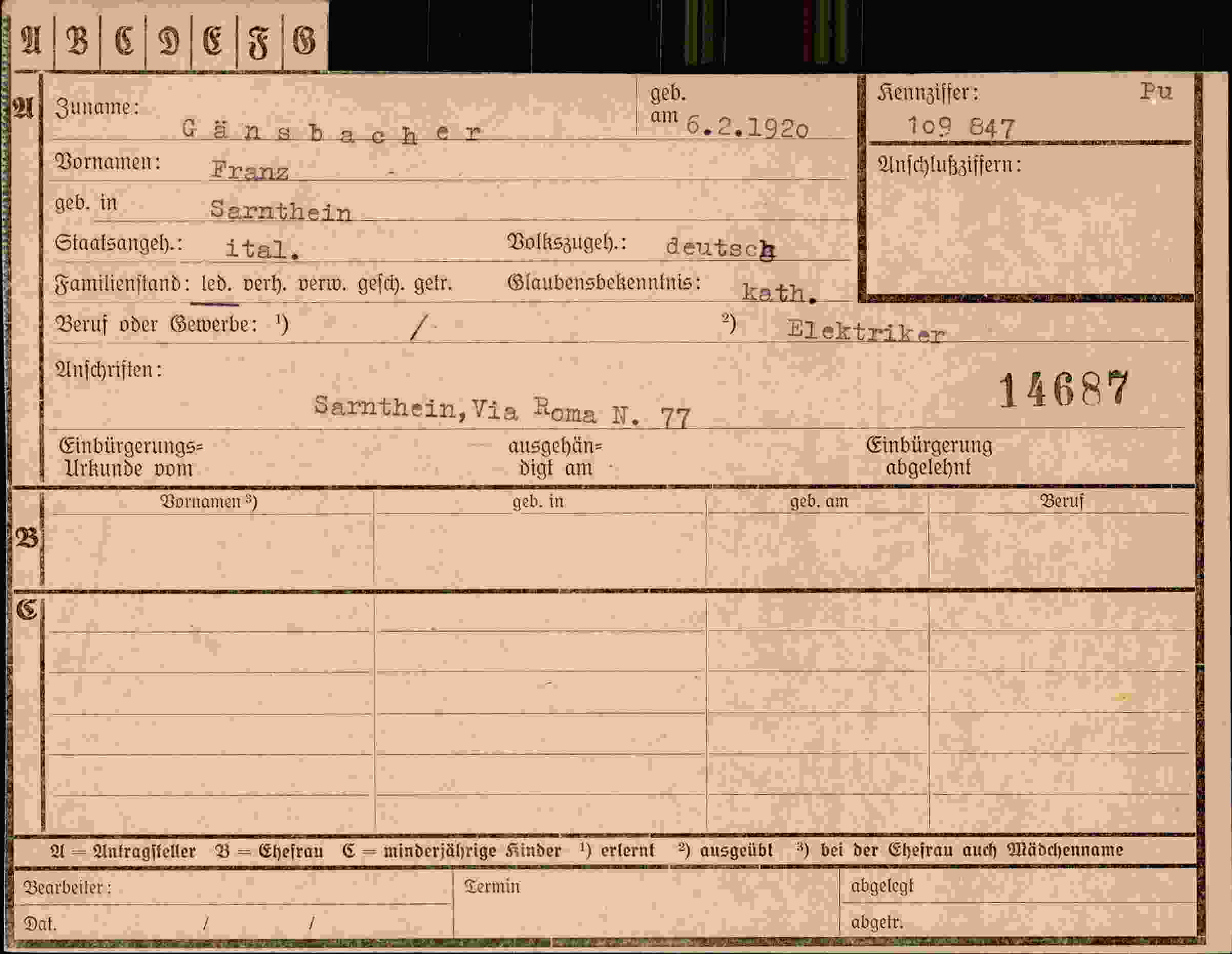 Vorderseite des Dokuments