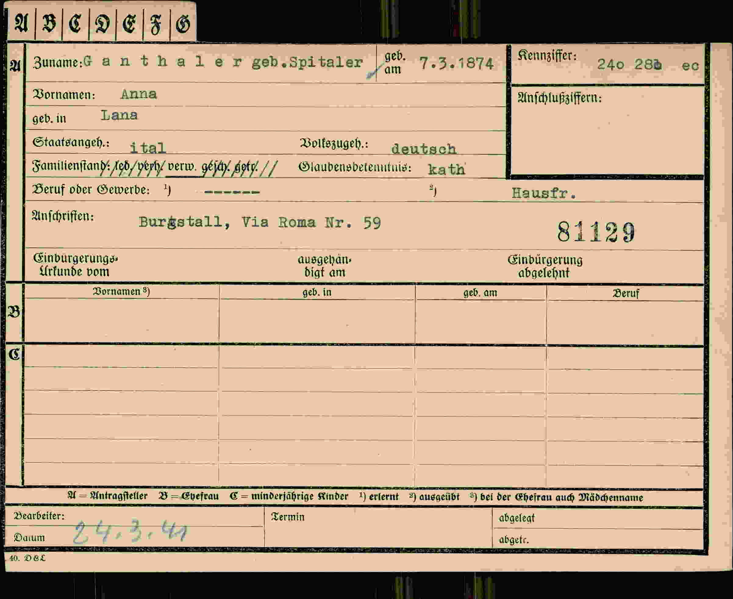 Dokument für Anna Ganthaler