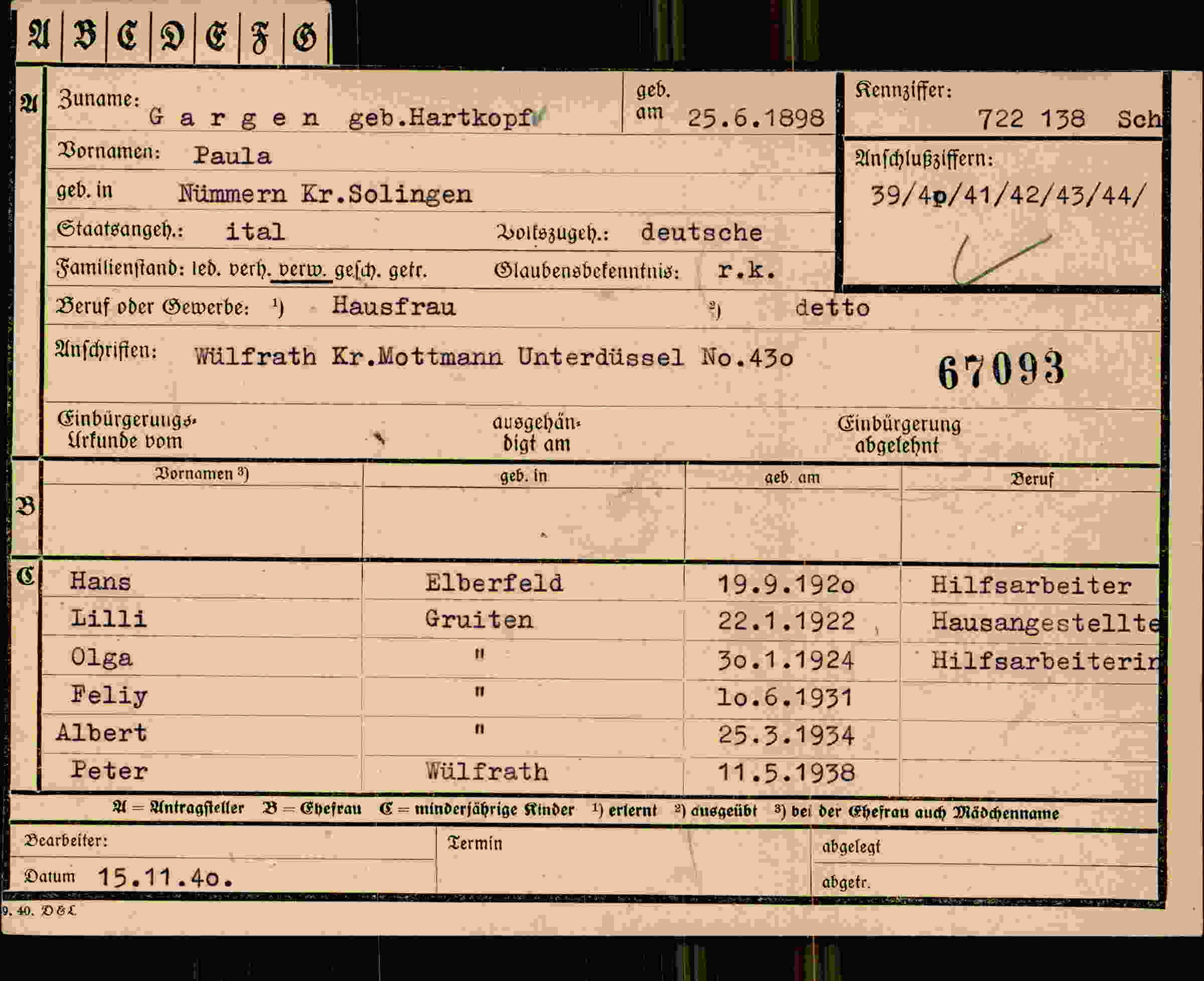 Vorderseite des Dokuments