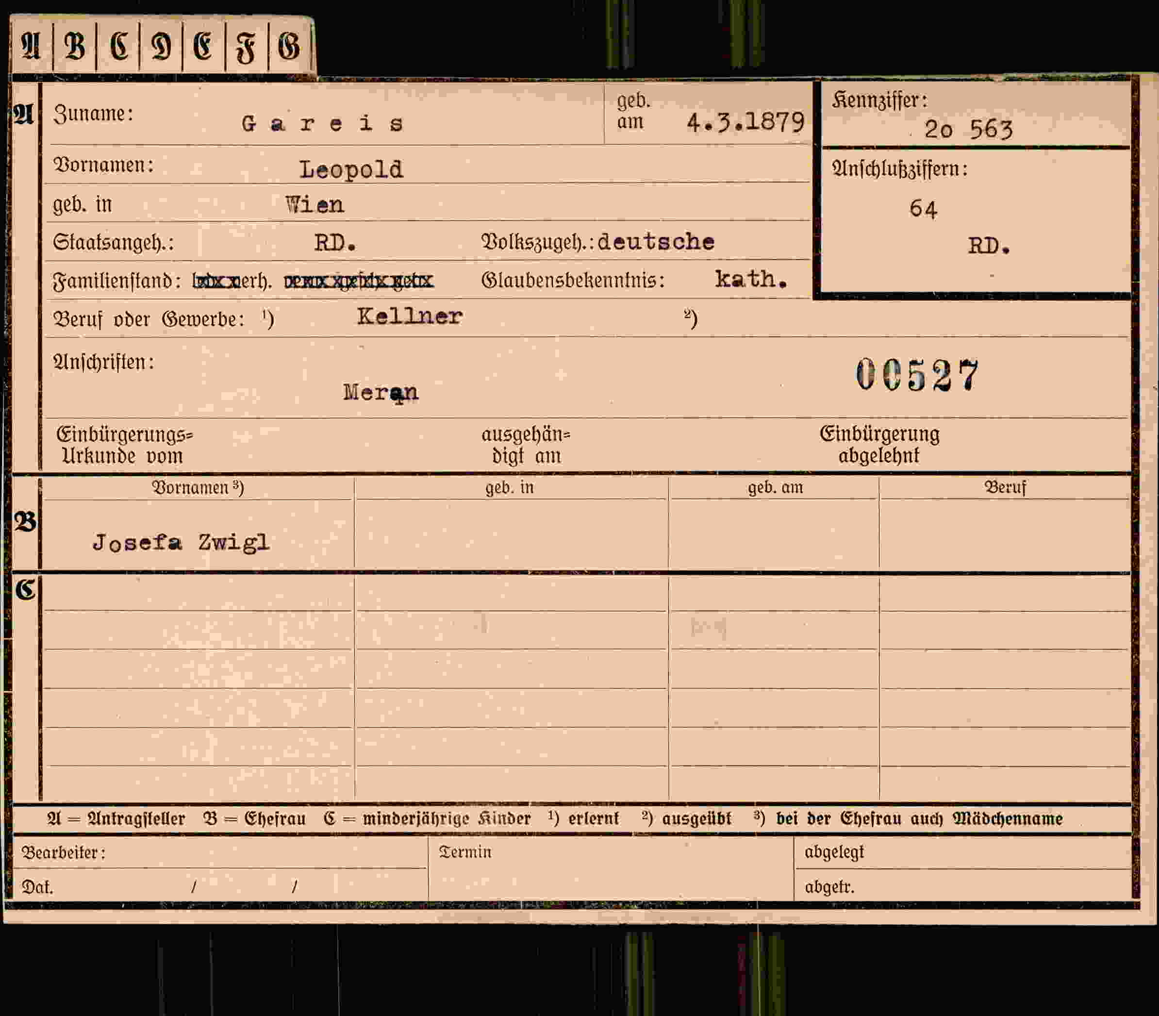 Dokument für Leopold Gareis