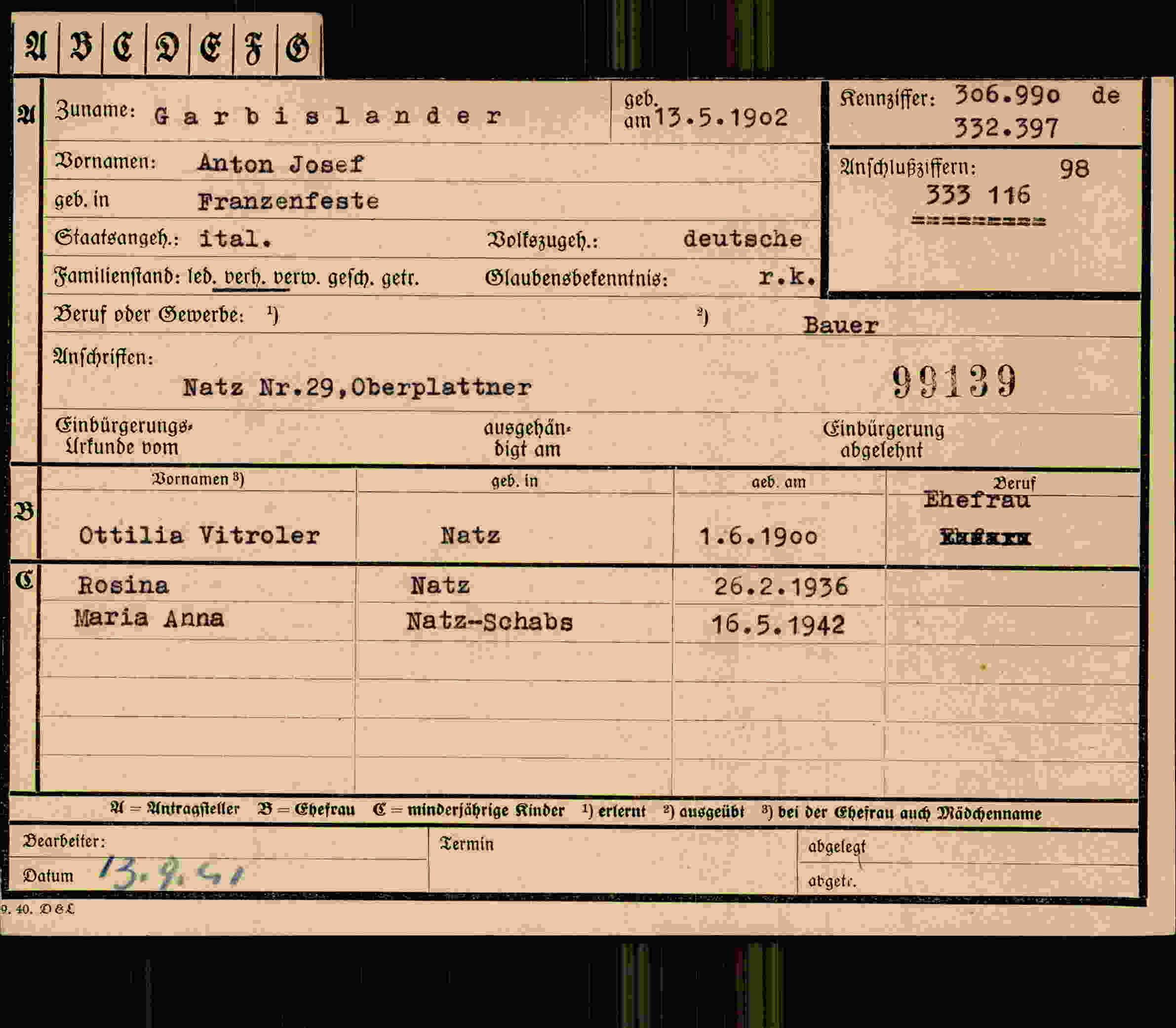 Vorderseite des Dokuments