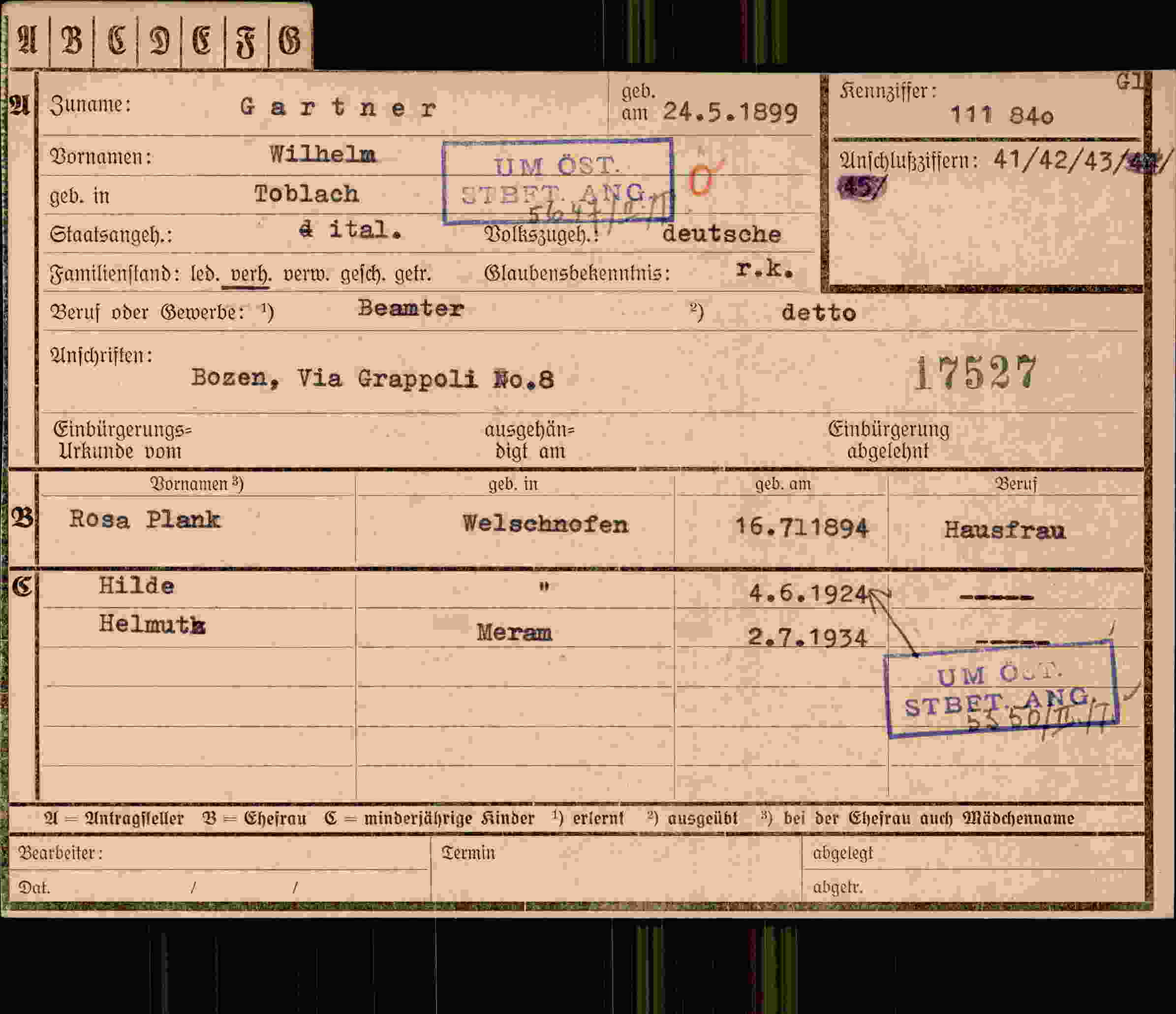 Dokument für Wilhelm Gartner