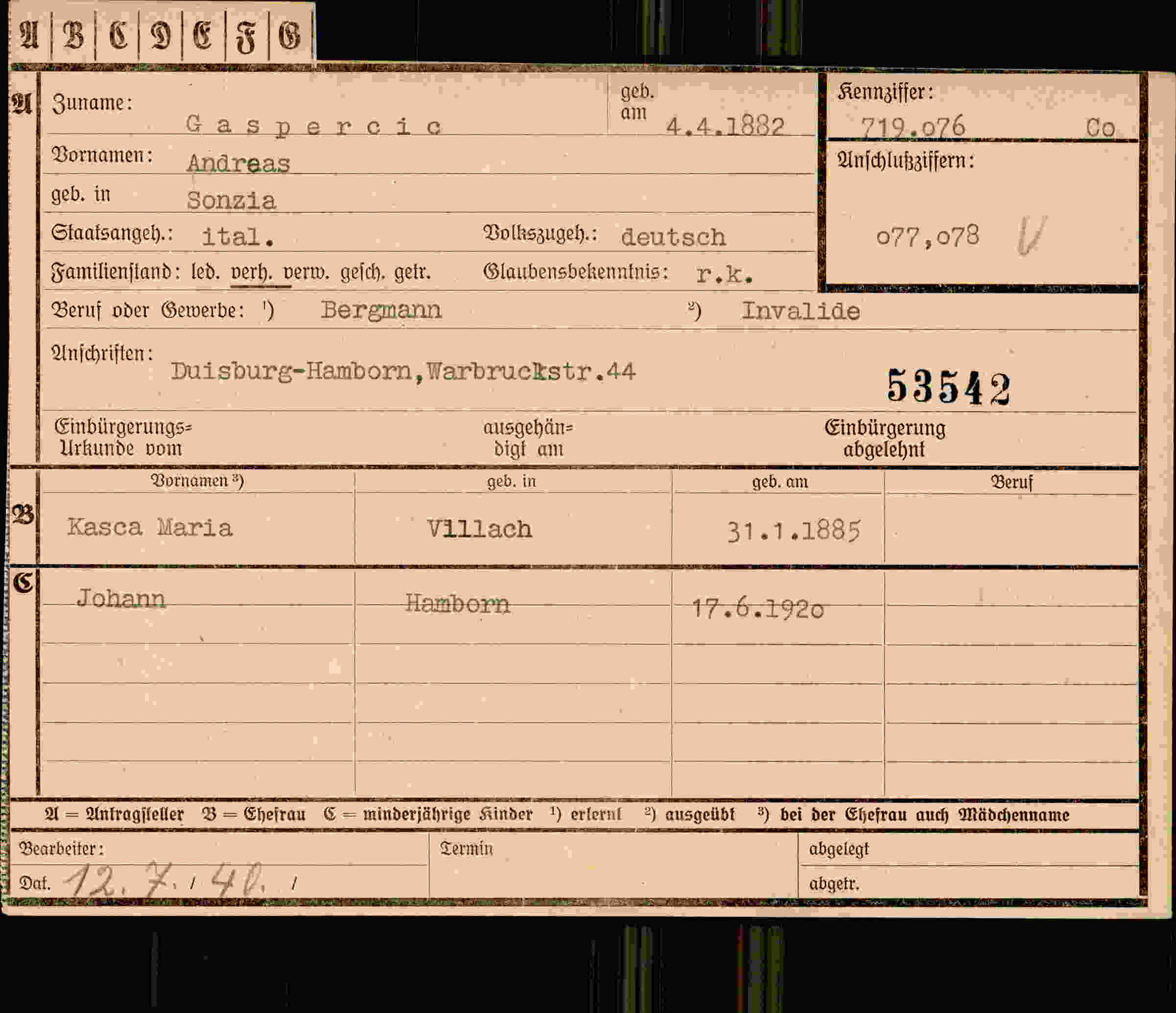 Dokument für Andreas Gaspercic