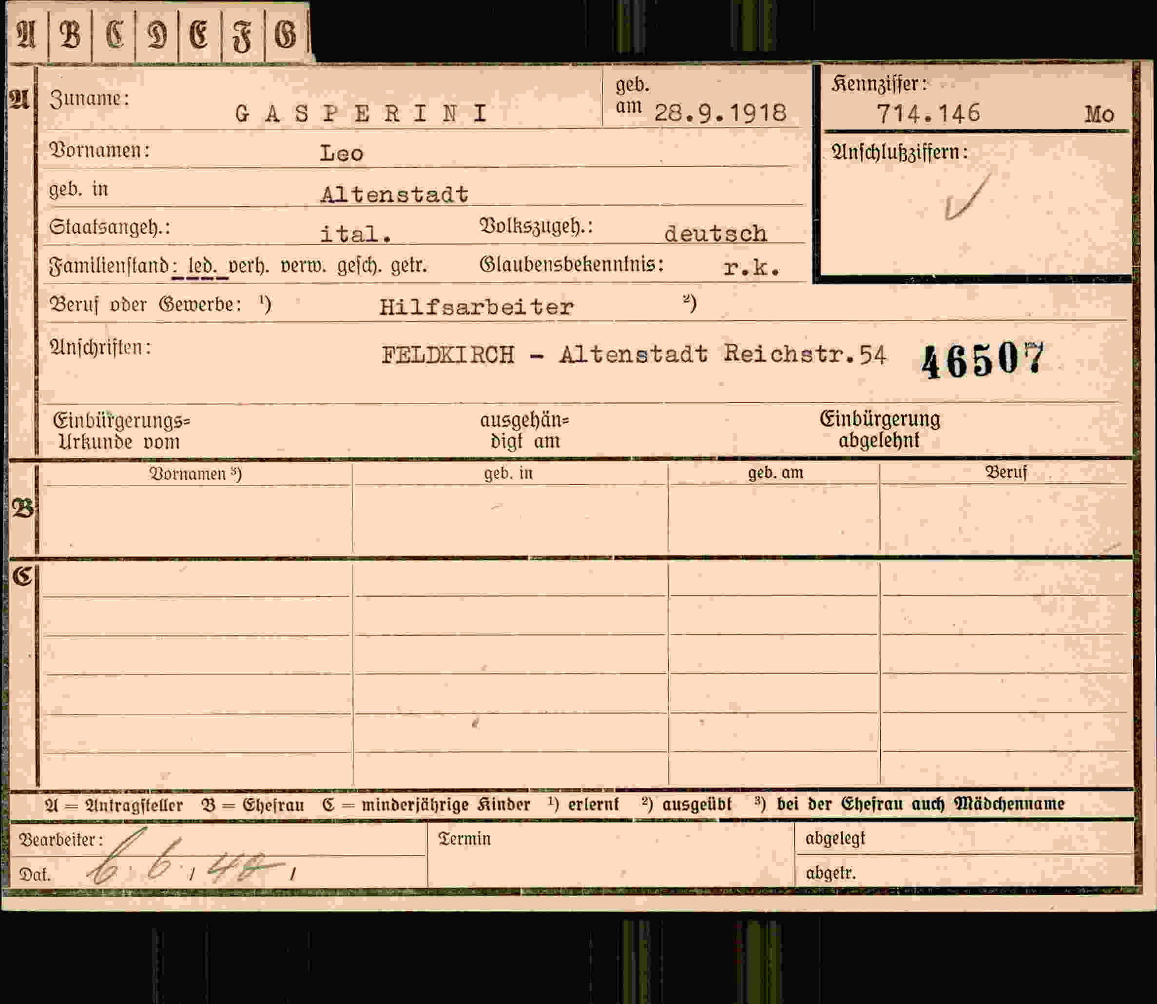 Vorderseite des Dokuments