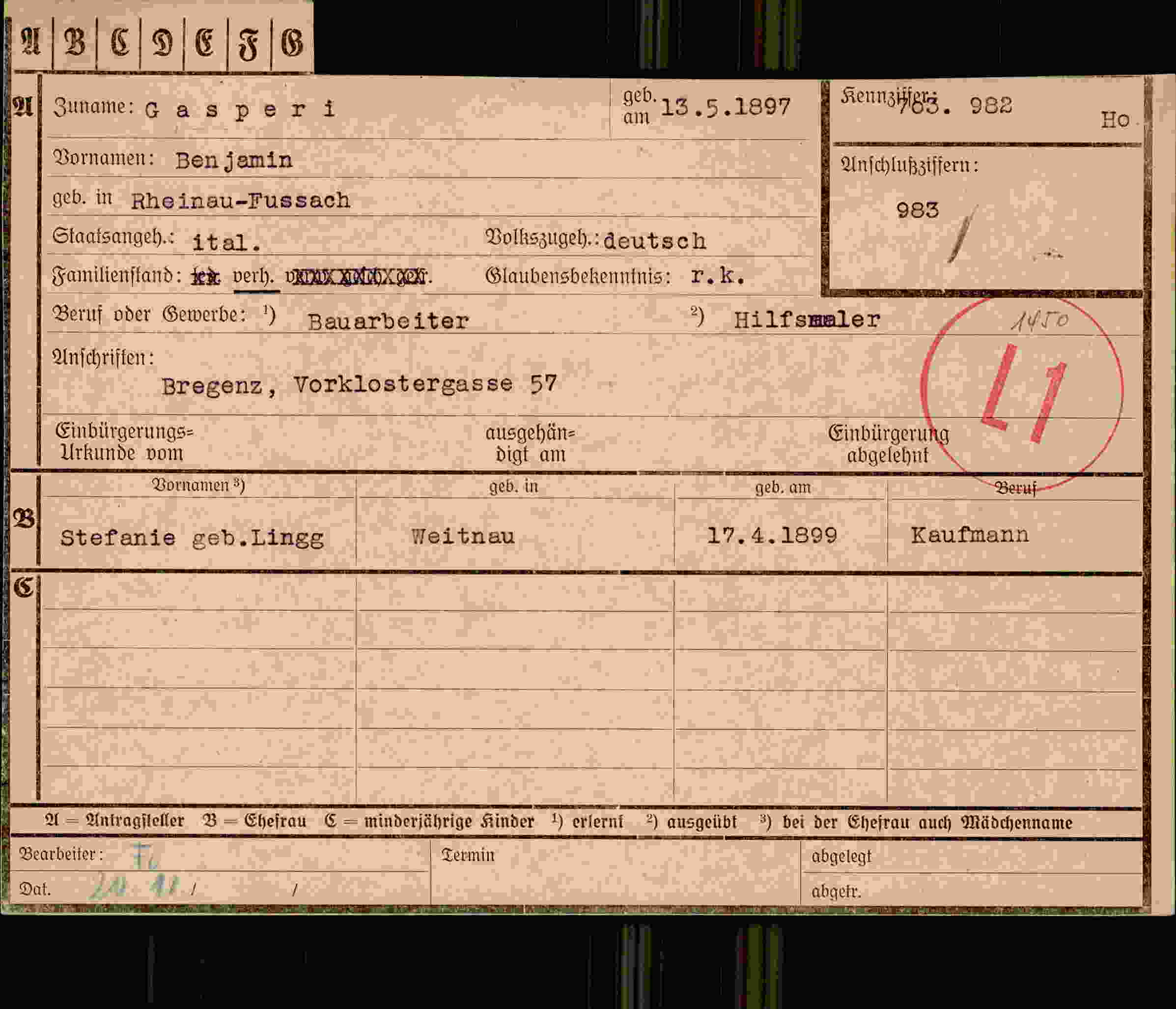 Dokument für Benjamin Gasperi