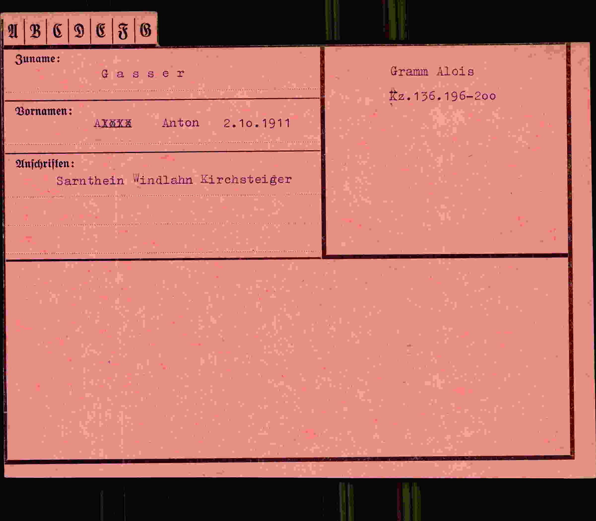 Vorderseite des Dokuments
