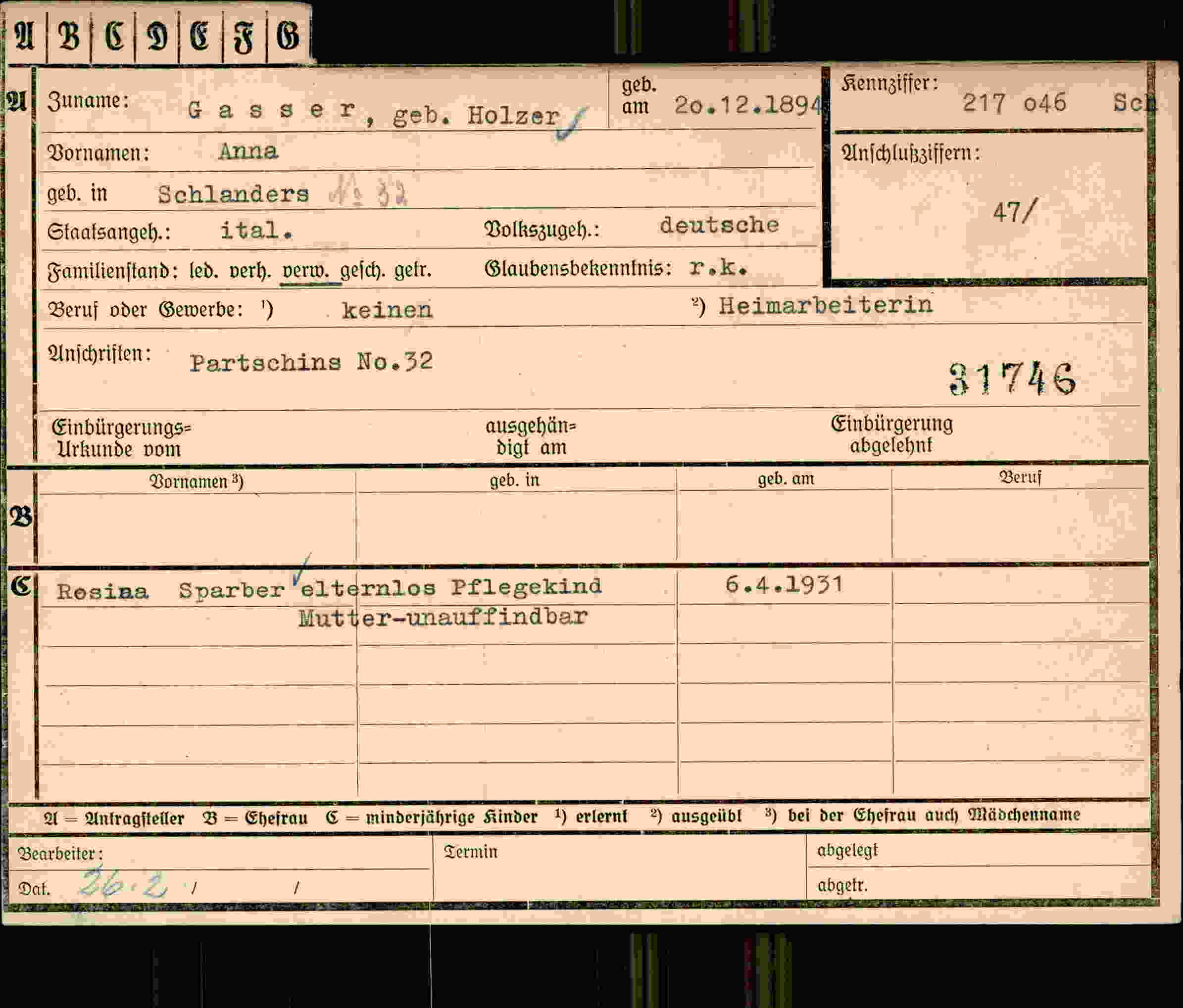 Dokument für Anna Gasser