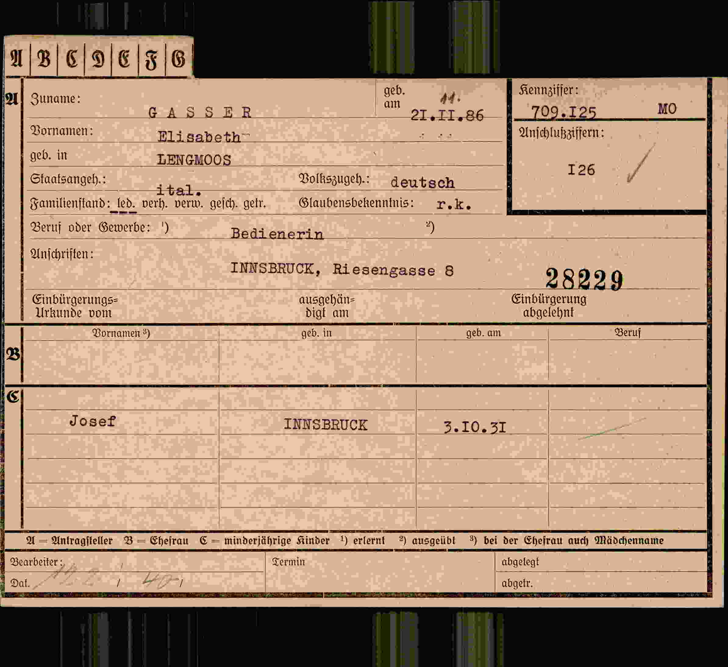 Vorderseite des Dokuments