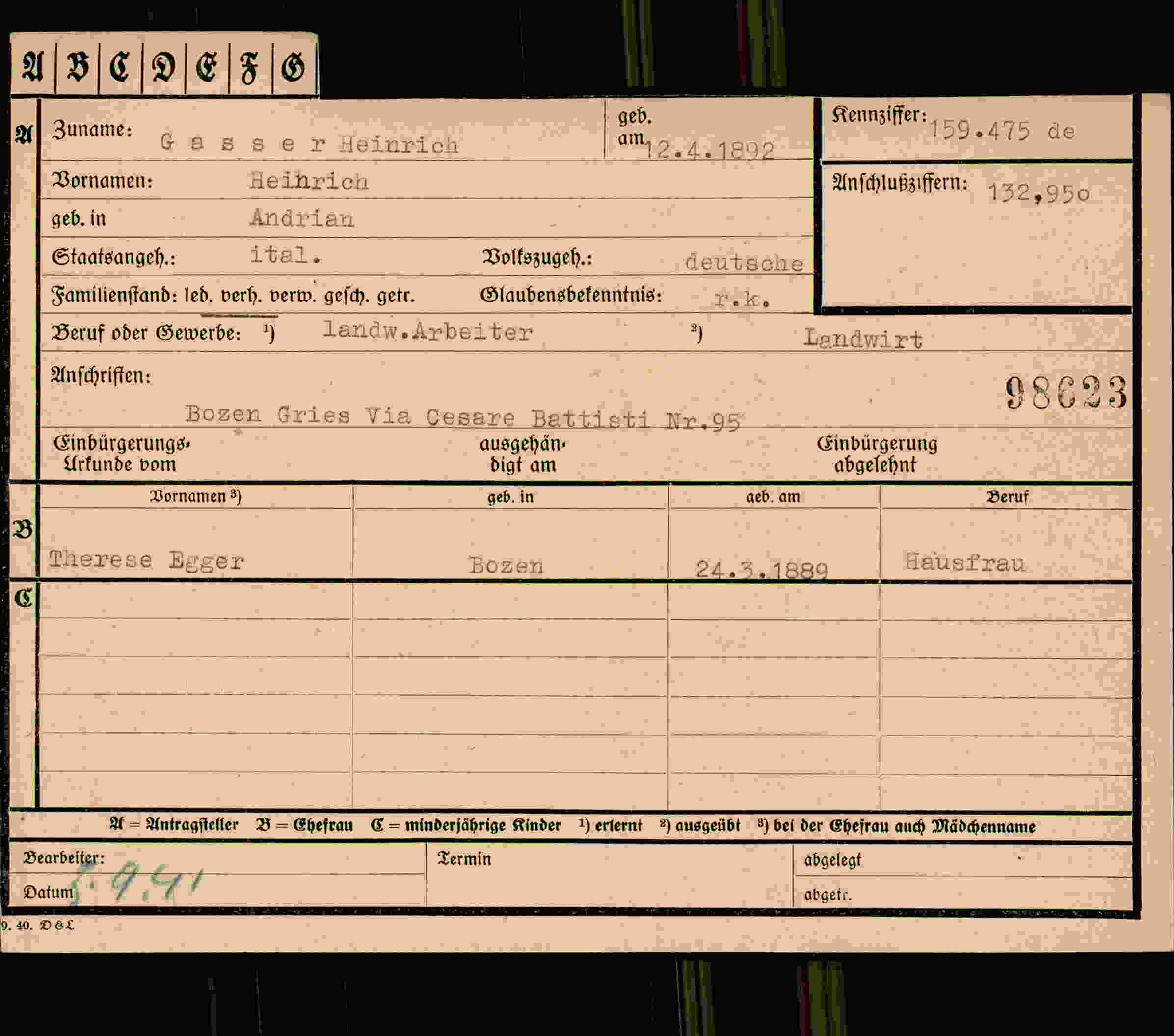 Dokument für Heihrich Gasser Heinrich