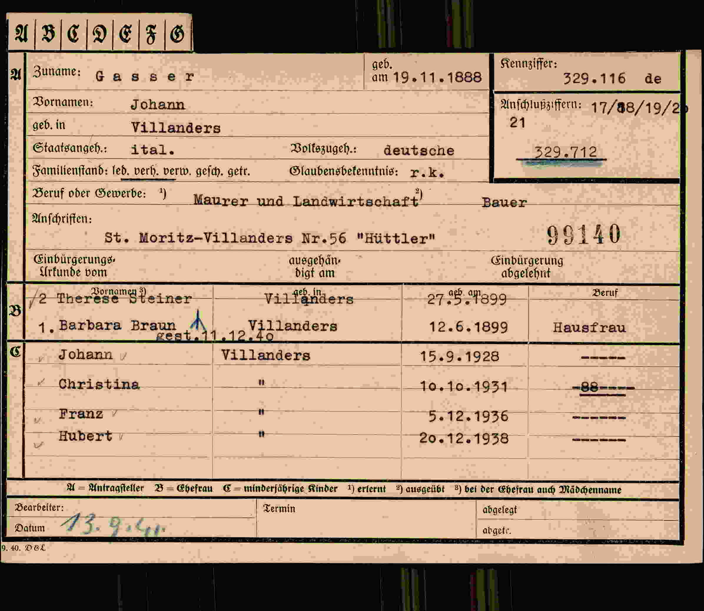 Vorderseite des Dokuments