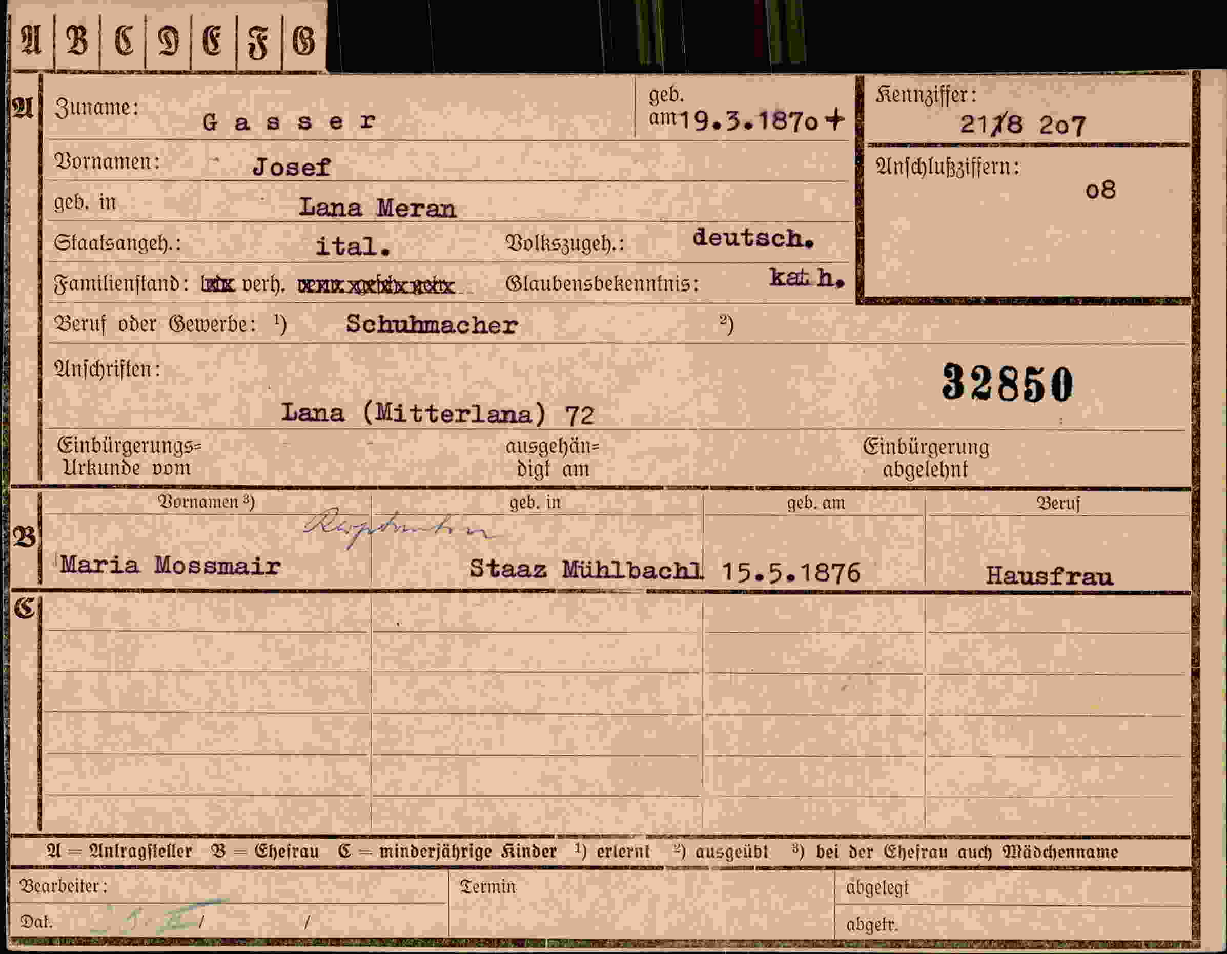 Vorderseite des Dokuments