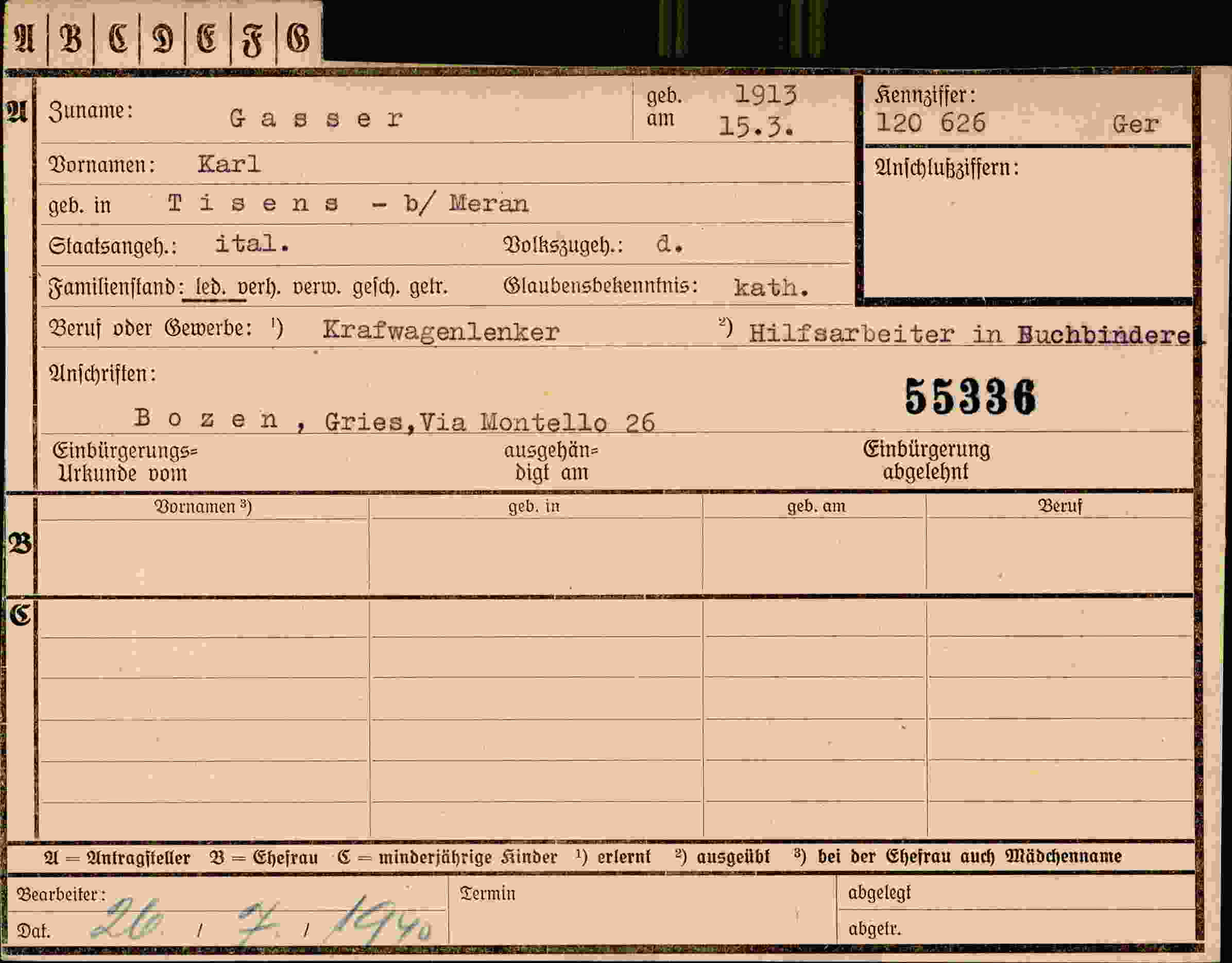 Dokument für Karl Gasser