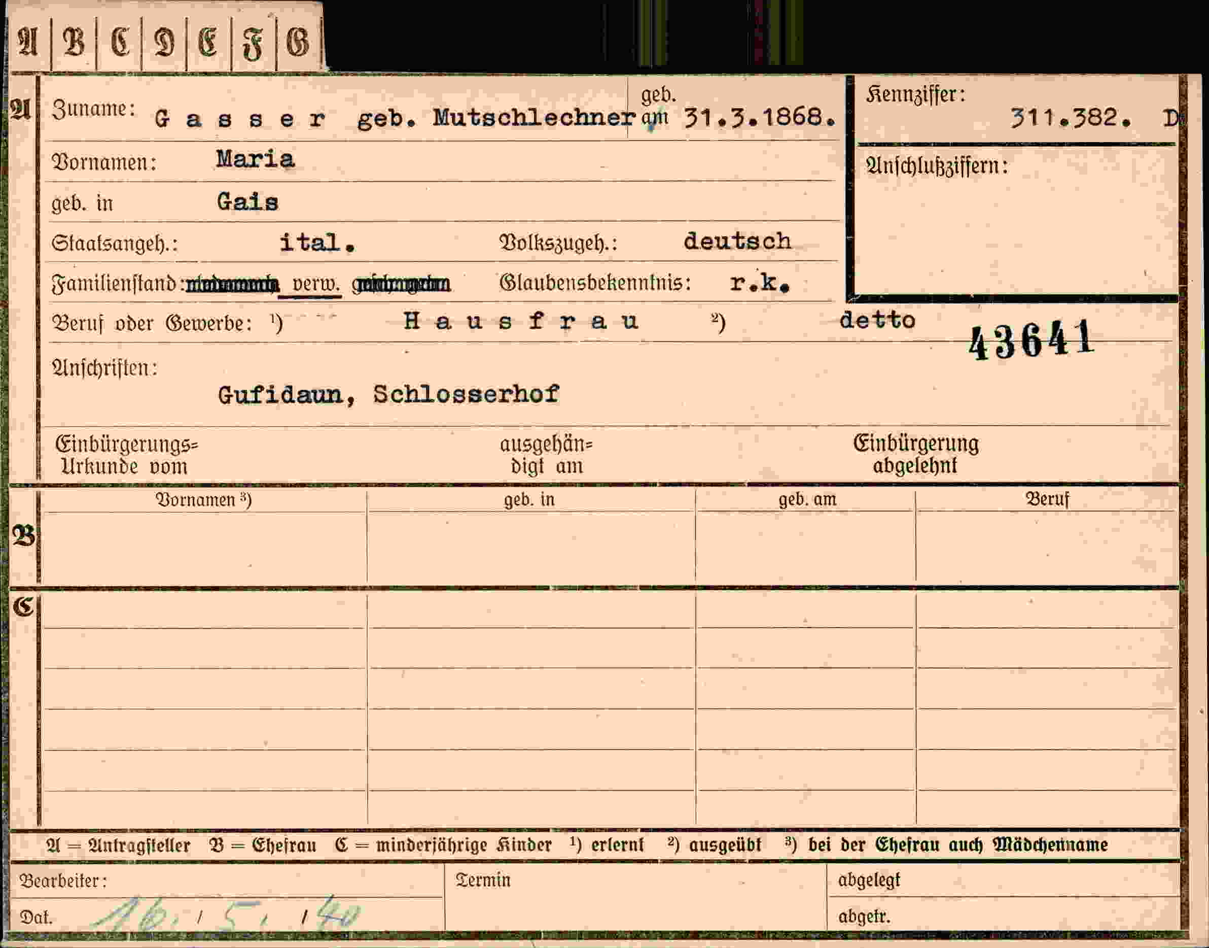 Vorderseite des Dokuments