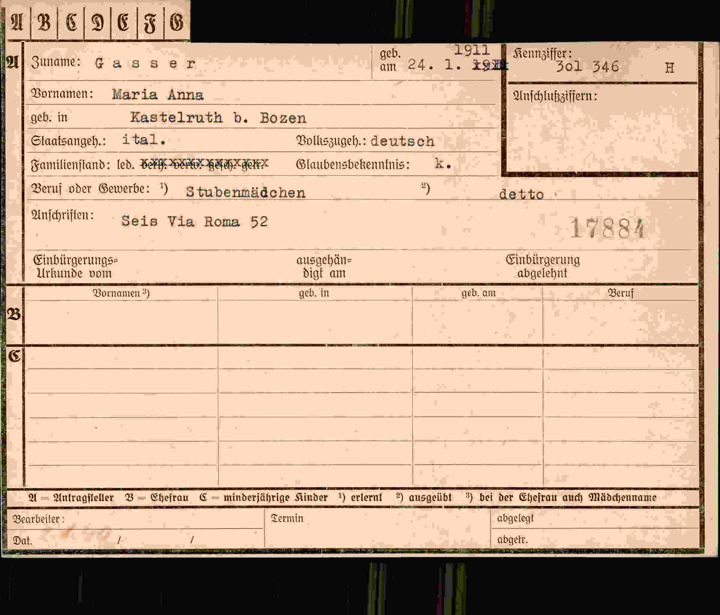 Vorderseite des Dokuments